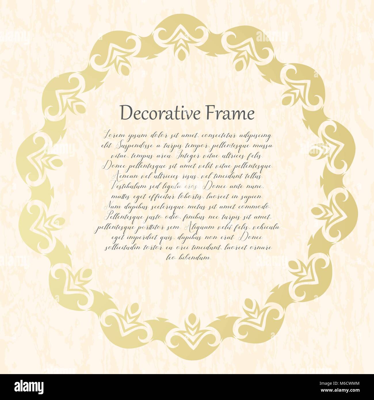 Vintage gold round frame on a textural background. Vector illustration ...