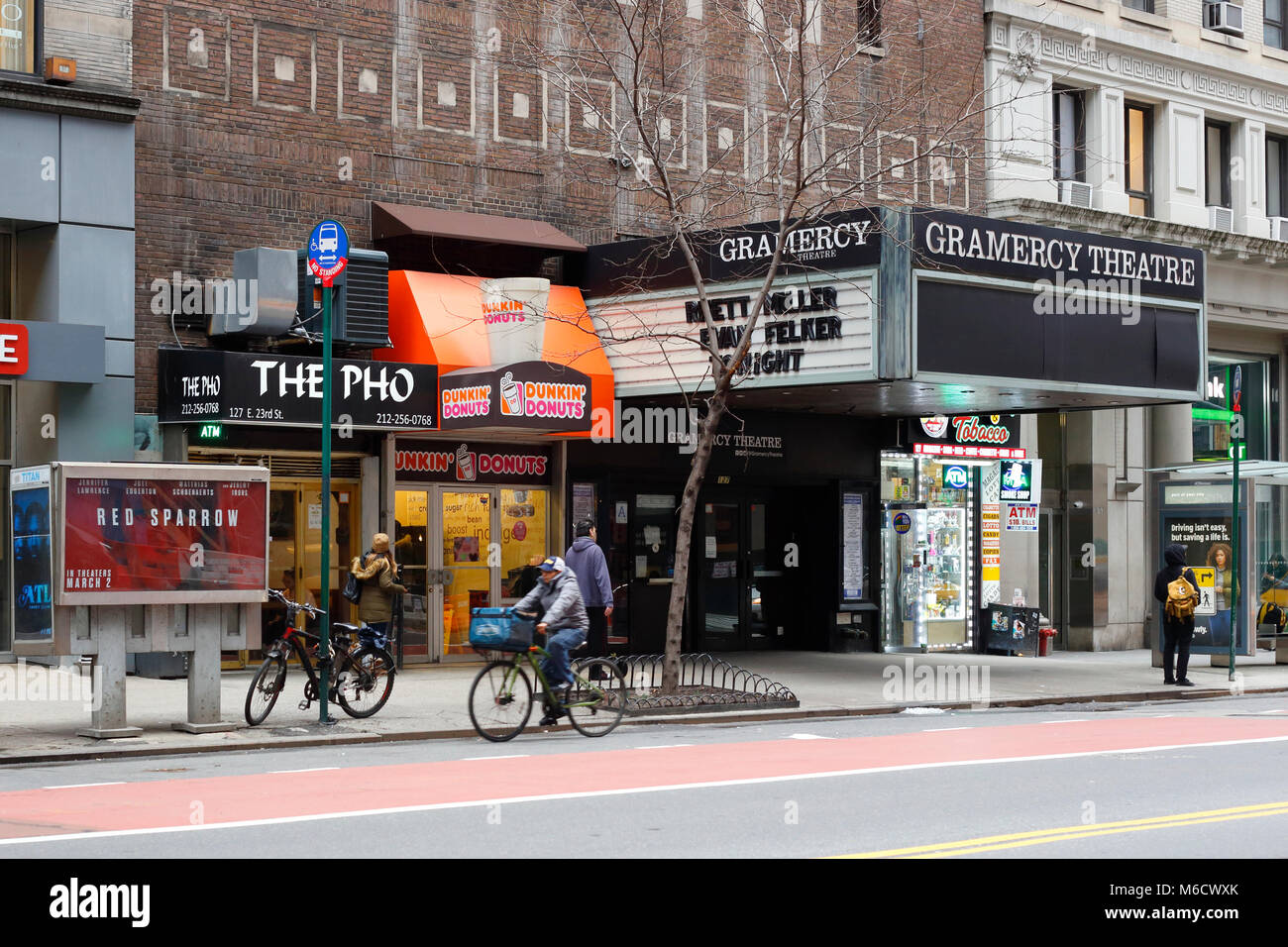 Gramercy Theater, 127 E 23rd St, New York, NY. exterior storefront of a theater in the Gramercy neighborhood of Manhattan. Stock Photo