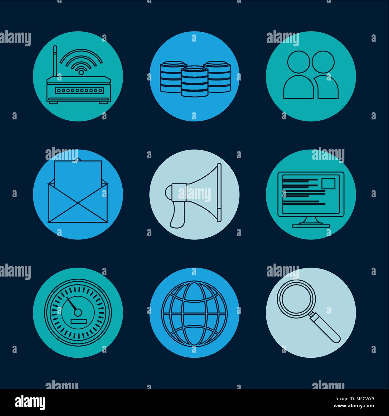 Collection of database round icons Stock Vector Image & Art - Alamy