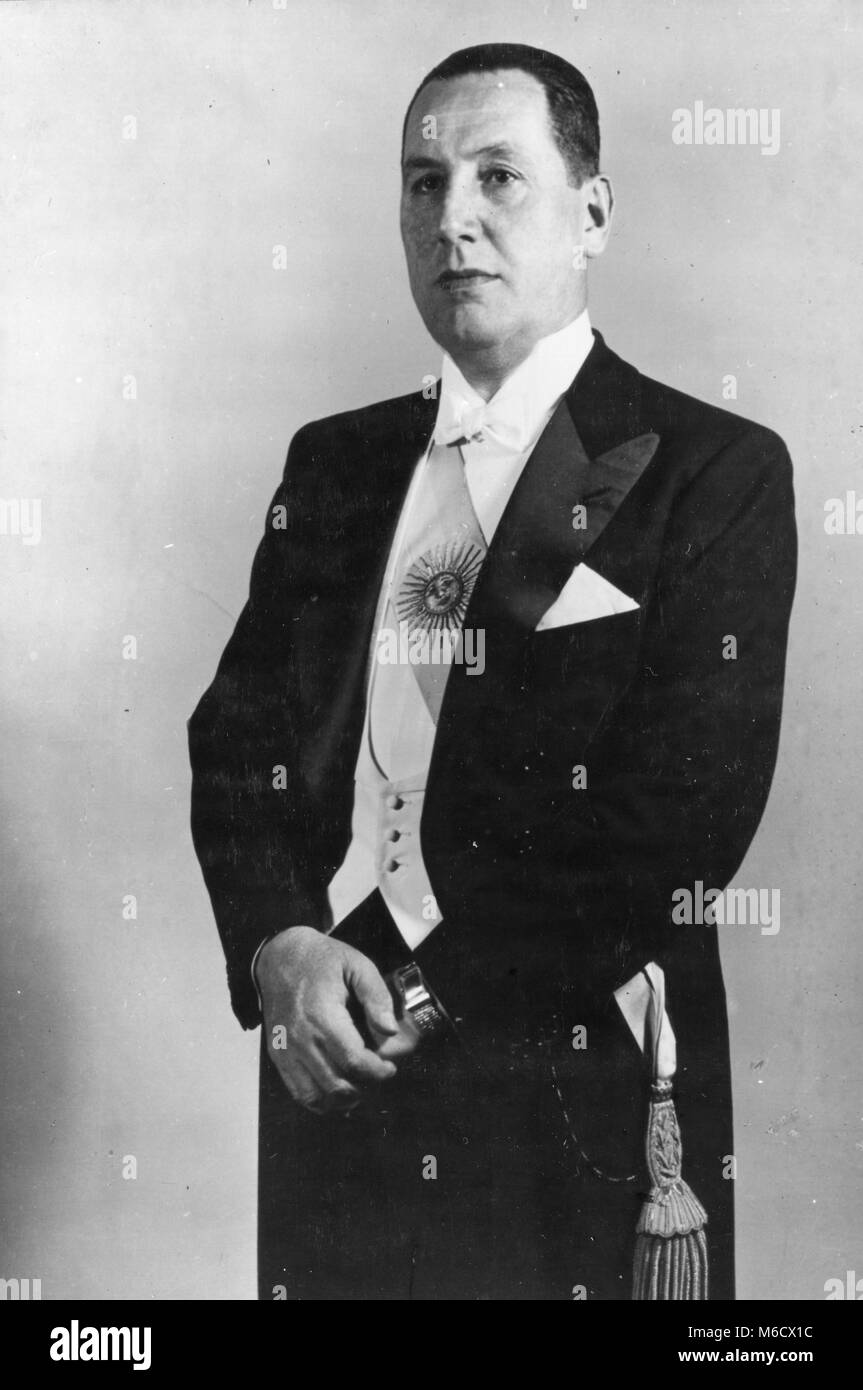 Formal portrait of Gen. Juan D. Peron, President of Argentina. Buenos Aires, Argentina, 1951. Government of Argentina Stock Photo