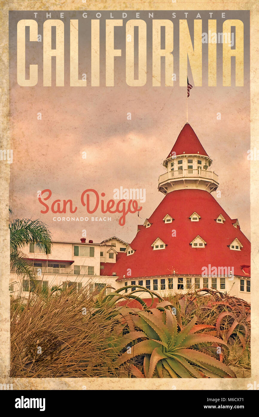 San Diego Coronado California United States Travel Advertisement Art Poster 