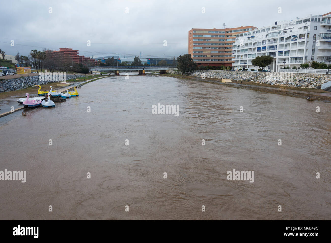 Fuengirola, Andalusia, Spain. 2th march, Fuengirola river becomes Flashflood 2018. © Perry van Munster/ Alamy Live News Stock Photo