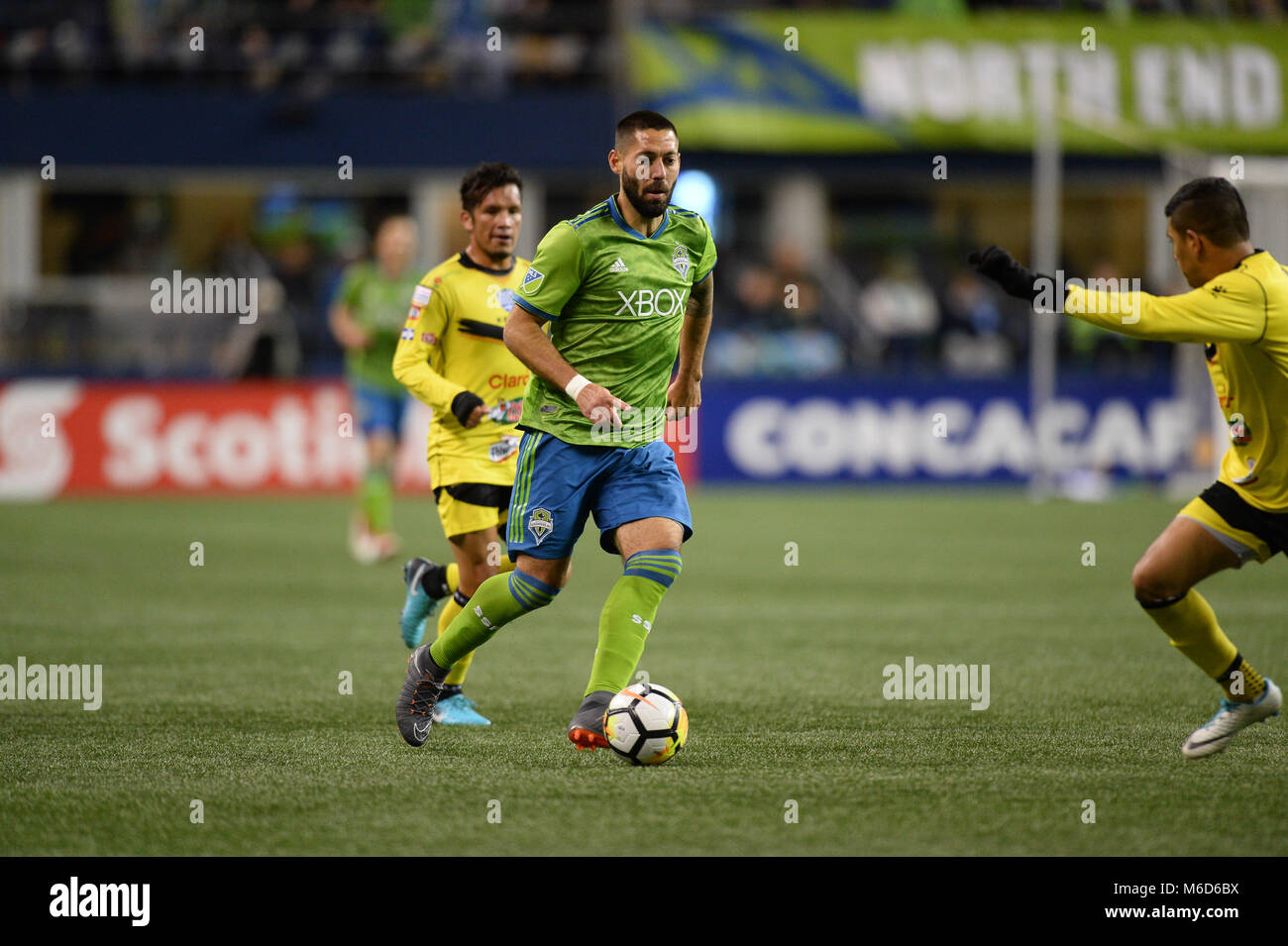 March 1, 2018 - Seattle, Washington, U.S - Soccer 2018: Seattle Sounder CLINT DEMPSEY (2) in action as Santa Tecla FC visits the Seattle Sounders for a CONCACAF match at Century Link Field in Seattle, WA. (Credit Image: © Jeff Halstead via ZUMA Wire) Stock Photo