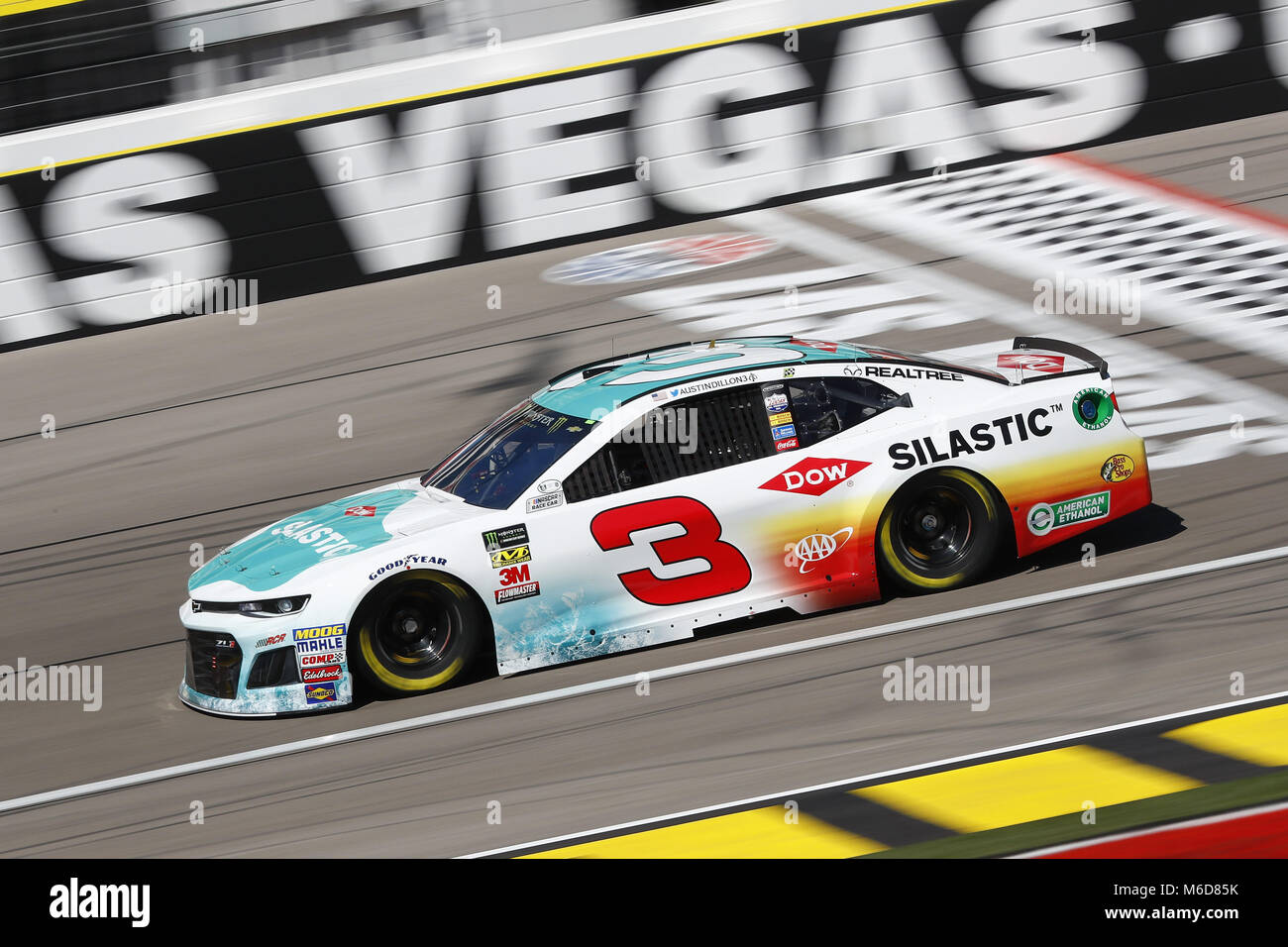 Las Vegas, Nevada, USA. 2nd Mar, 2018. March 02, 2018 - Las Vegas, Nevada, USA: Austin Dillon (3) brings his race car down the front stretch during practice for the Pennzoil 400 at Las Vegas Motor Speedway in Las Vegas, Nevada. Credit: Chris Owens Asp Inc/ASP/ZUMA Wire/Alamy Live News Stock Photo