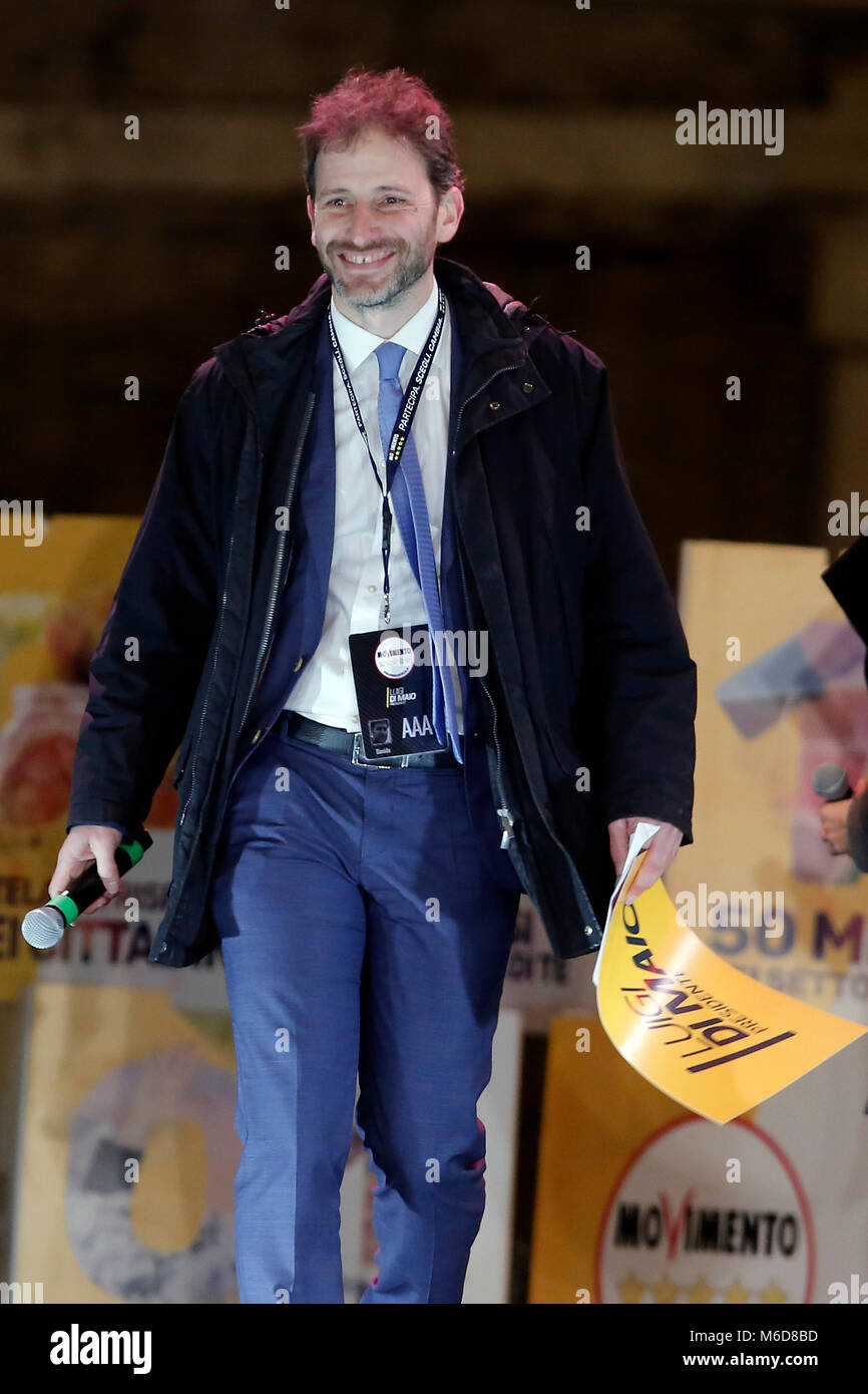 Davide Casaleggio Roma 02/03/2018. Chiusura della campagna elettorale del Movimento 5 Stelle al Piazza del Popolo. Rome March 02nd 2018. Piazza del Popolo. Closing of the electoral campaign of the Movement 5 Stars party.  Foto Samantha Zucchi Insidefoto Stock Photo