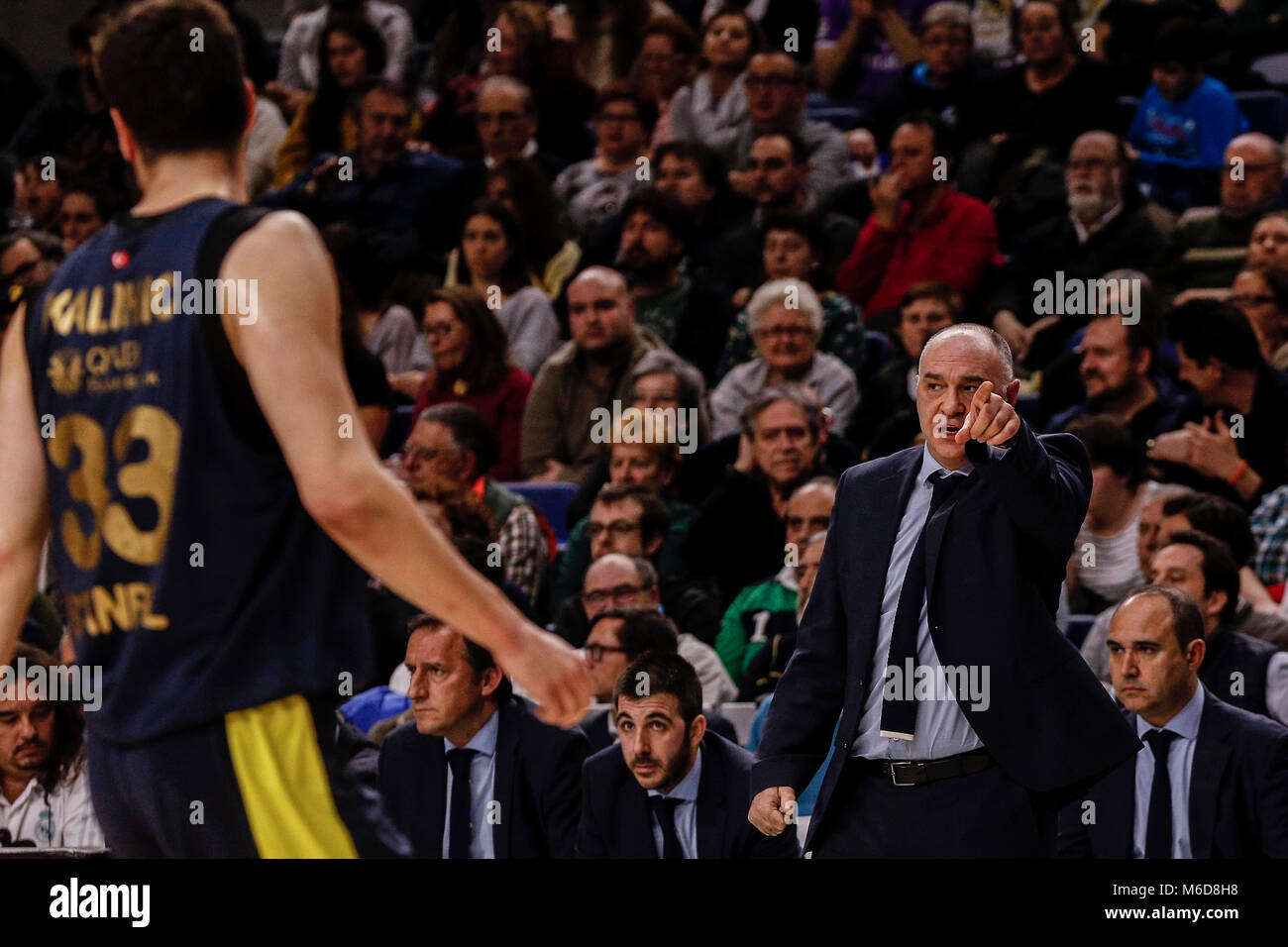 Pablo Laso Coach of Real Madrid Baloncesto Euroleague match between Real Madrid Baloncesto vs Fenerbahce at the WiZink Center stadium in Madrid, Spain, March 2, 2018 . Credit: Gtres Información más Comuniación on line, S.L./Alamy Live News Stock Photo