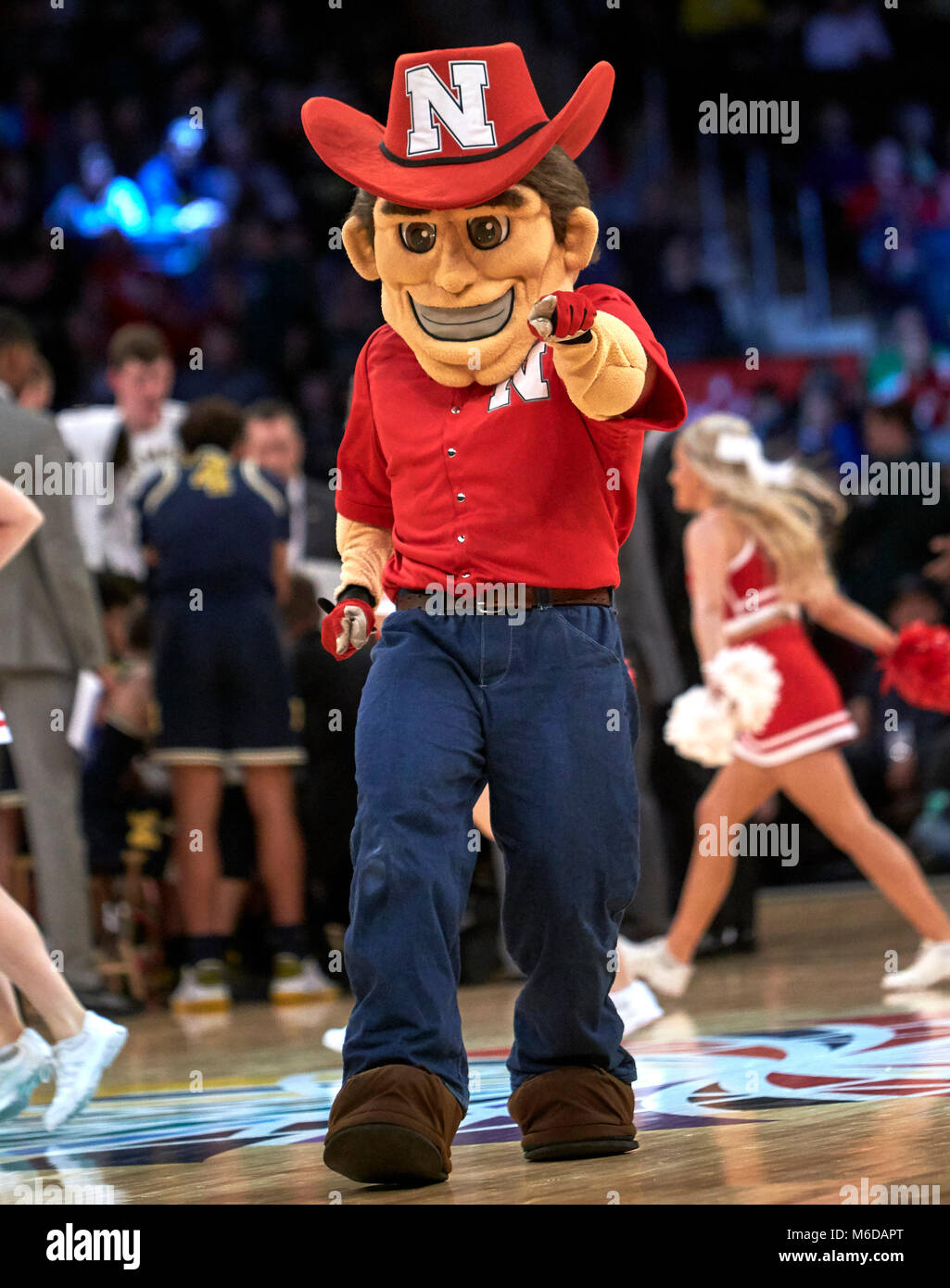 New York, New York, USA. 2nd Mar, 2018. Nebraska Cornhuskers mascot during the Big Ten Conference Tournament quarterfinals at Madison Square Garden in New York City. Michigan defeated Nebraska 77-58. Duncan Williams/CSM/Alamy Live News Stock Photo