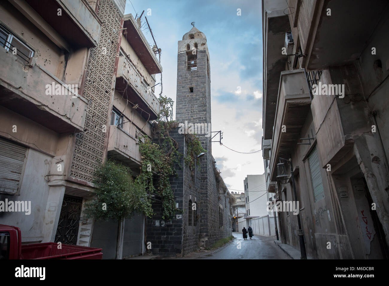 Homs, Syria. 31st Oct, 2017. Women walk through a street in Homs.The city of Homs which is located in the center of Syria was once a anti Assad government real forces' strong hold, It was under the rebel's hand from 2011 until 2014. Credit: S Hayden 010318 21.jpg/SOPA Images/ZUMA Wire/Alamy Live News Stock Photo