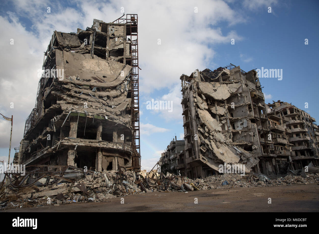 Homs, Syria. 31st Oct, 2017. Destruction in Jouret al-Shayah, a former opposition area in Homs.The city of Homs which is located in the center of Syria was once a anti Assad government real forces' strong hold, It was under the rebel's hand from 2011 until 2014. Credit: S_Hayden_010318_22.jpg/SOPA Images/ZUMA Wire/Alamy Live News Stock Photo