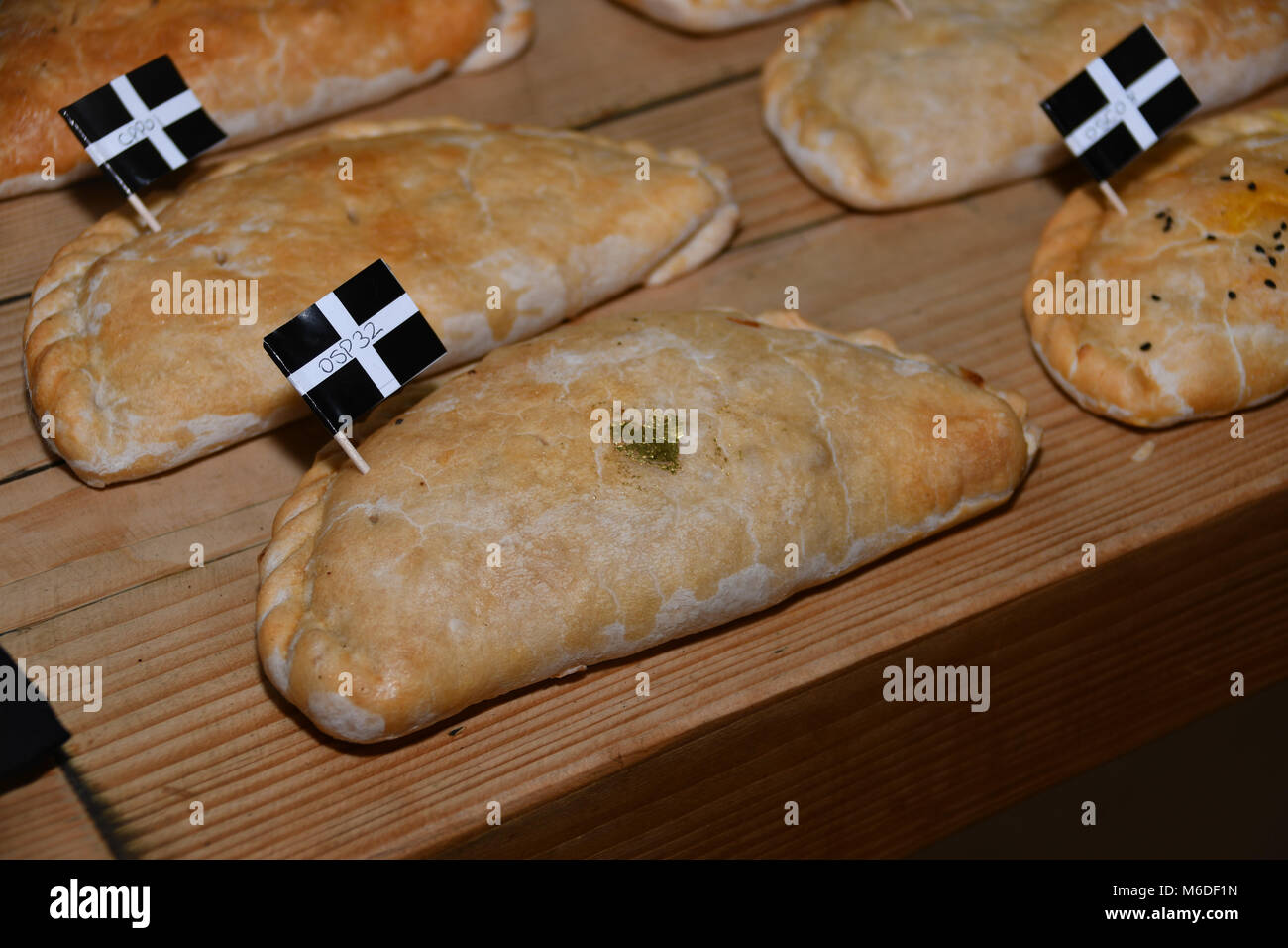 Eden Project, Cornwall UK. 3rd March 2018.  Seen here one of the Canadian entries - the Ed Sheeran pasty, said to have a spicy ginger inside, with a heart of gold on the outside. The snow in Cornwall just cleared in time for contestants to get their entries in for the annual World Pasty Championship held at the Eden Project, dubbed 'The feast from the West'.  This year there were competitors that had battled there way through the UK weather from Canada and the USA. Credit: Simon Maycock/Alamy Live News Stock Photo
