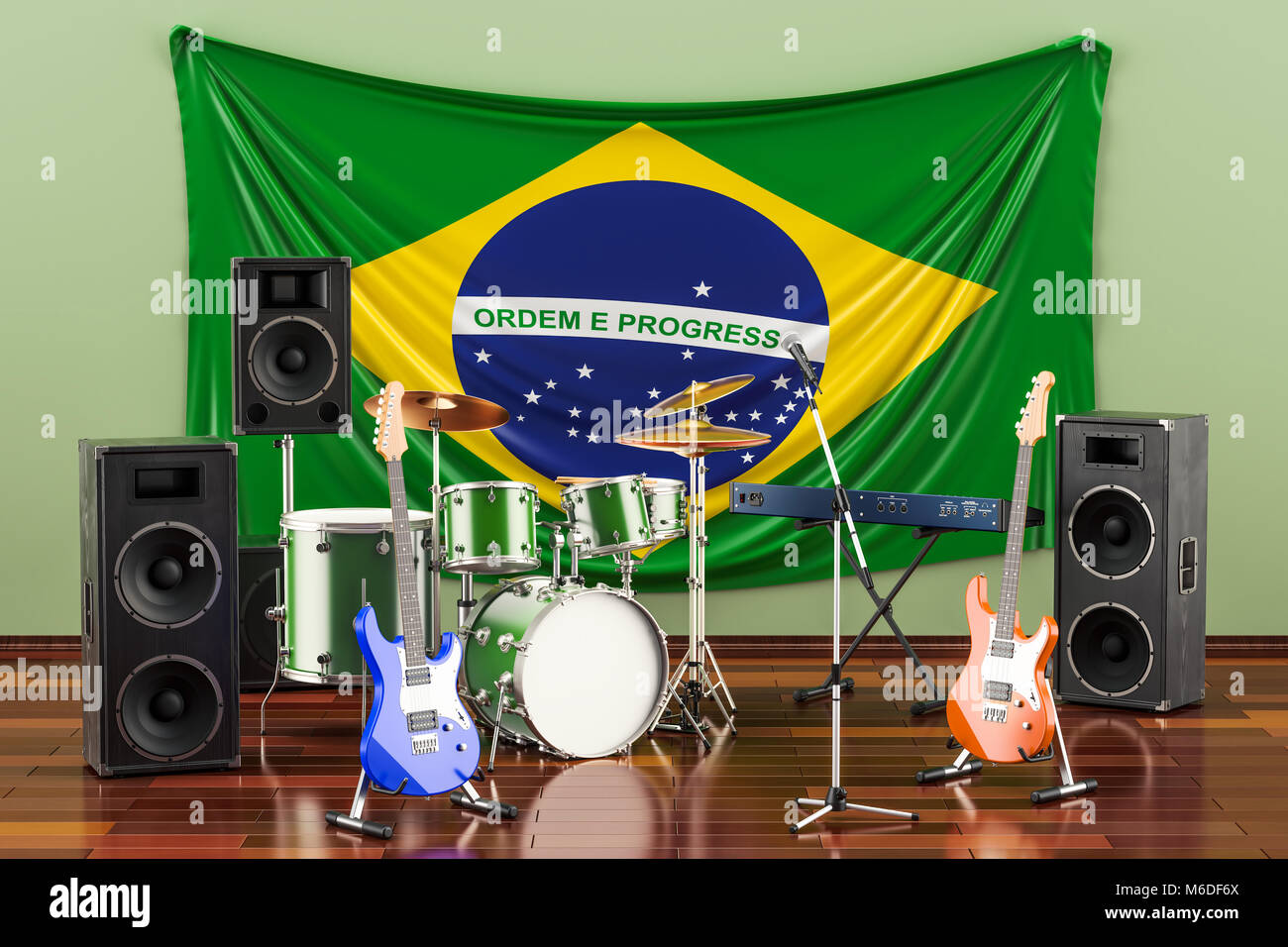 Music, rock bands from Brazil concept, 3D rendering Stock Photo