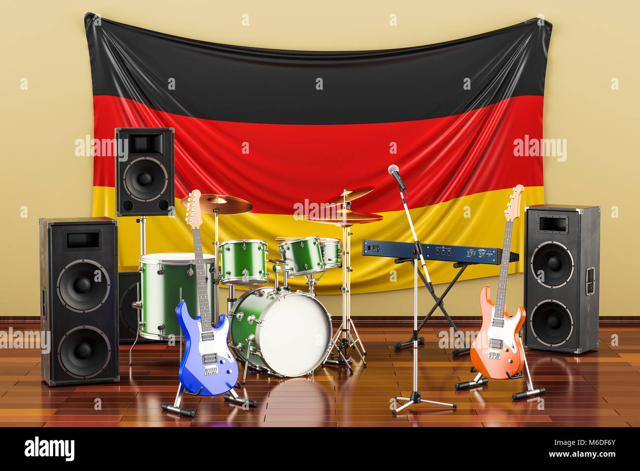 Music, rock bands from Germany concept, 3D rendering Stock Photo