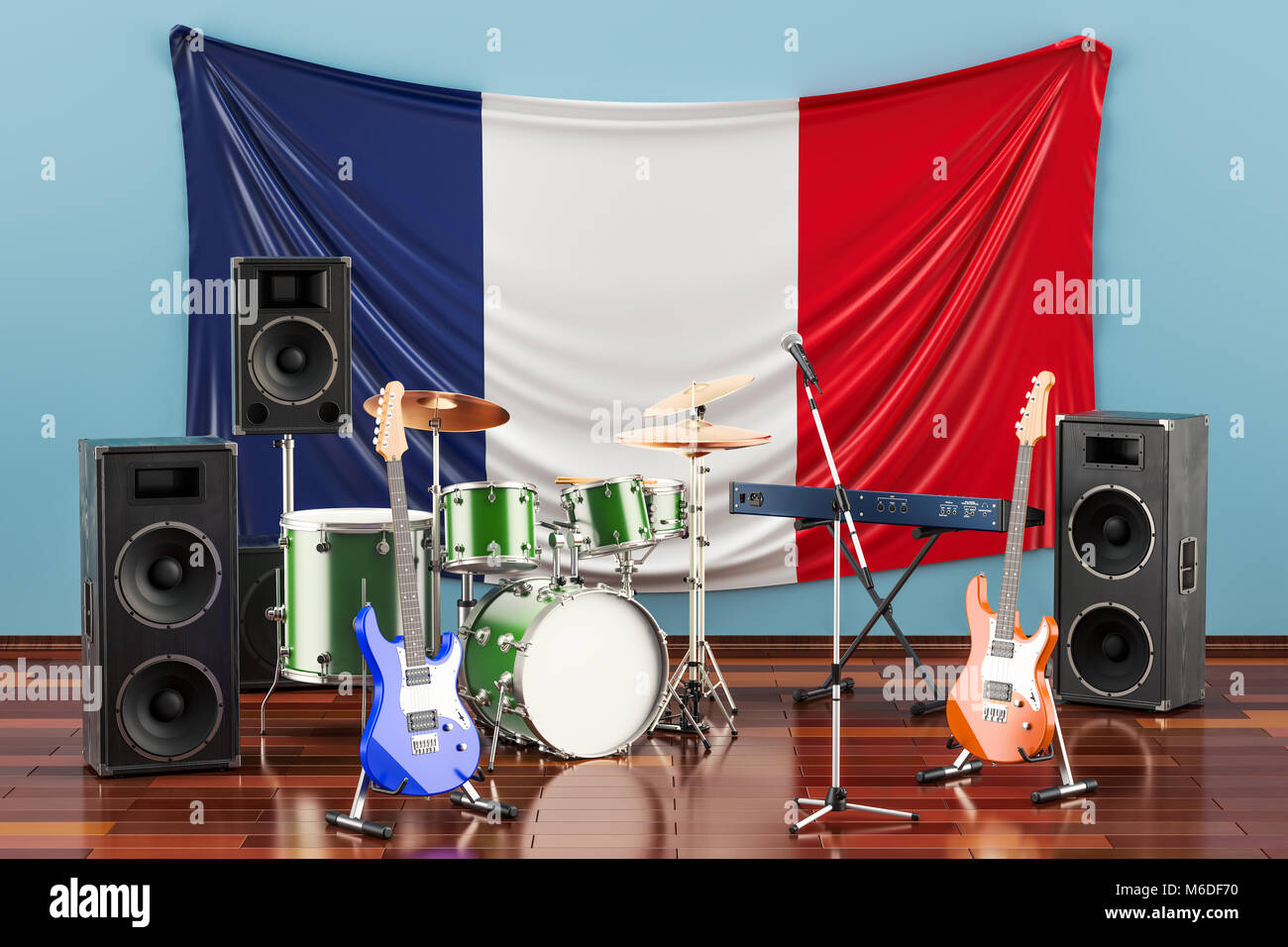 Music, rock bands from France concept, 3D rendering Stock Photo
