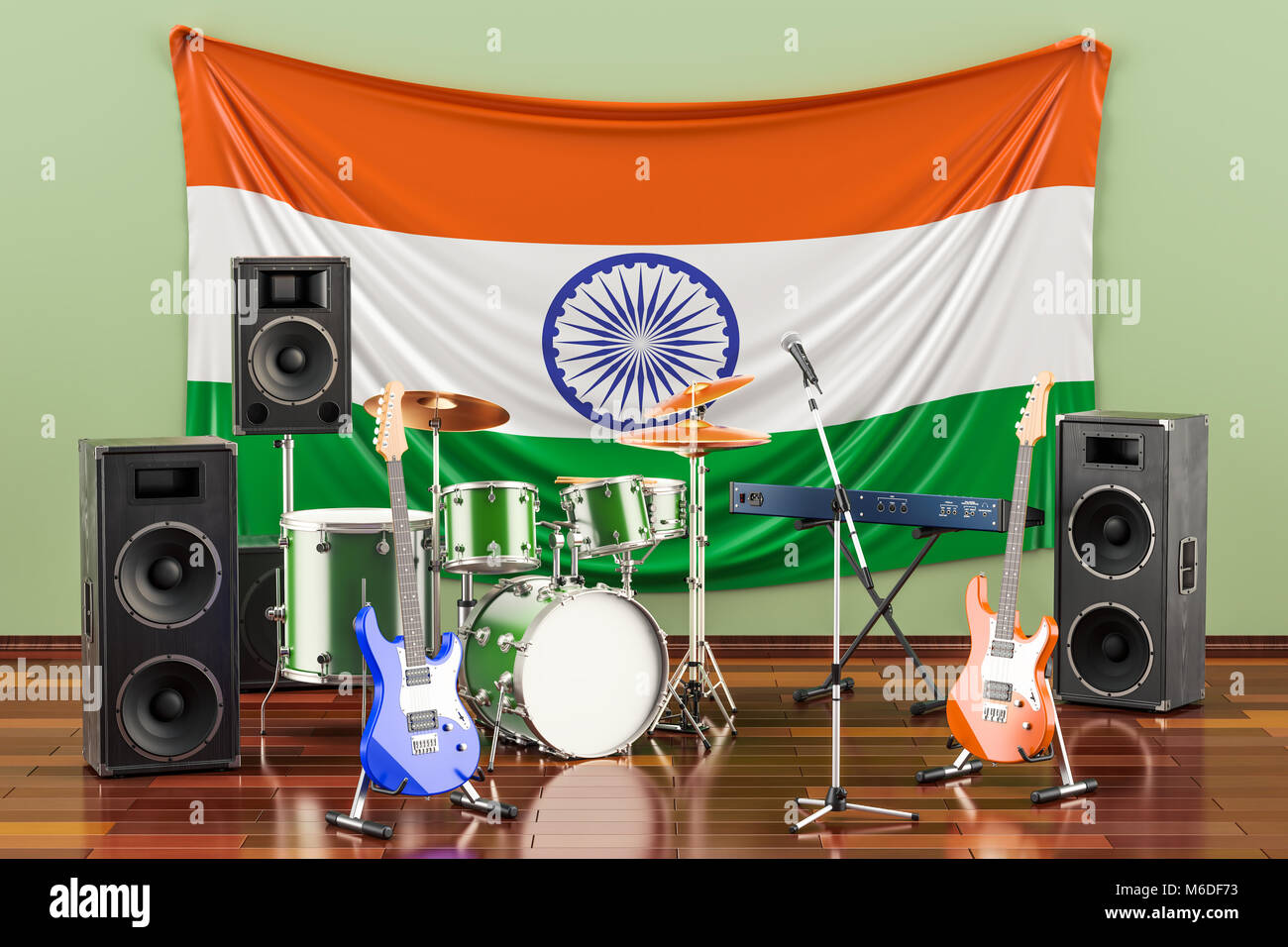 Music, rock bands from India concept, 3D rendering Stock Photo