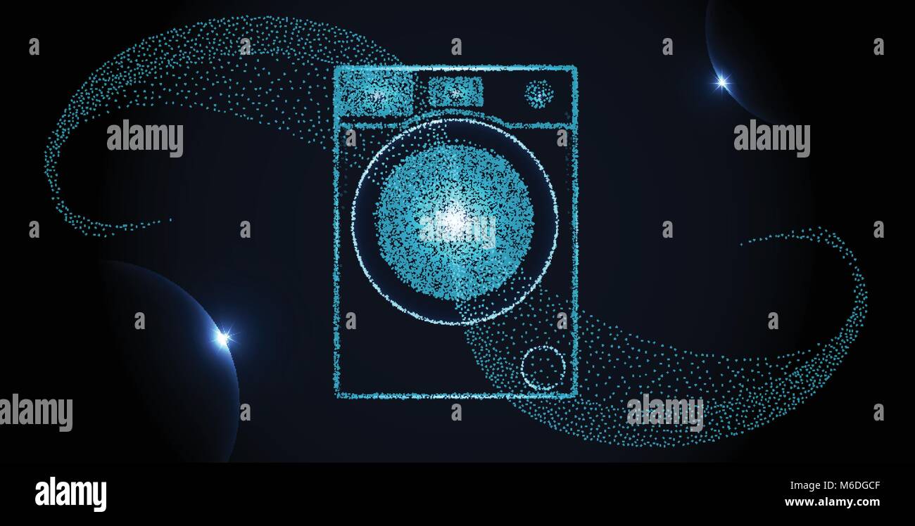 Abstract Washing machine made up of particles. Washing machine consists