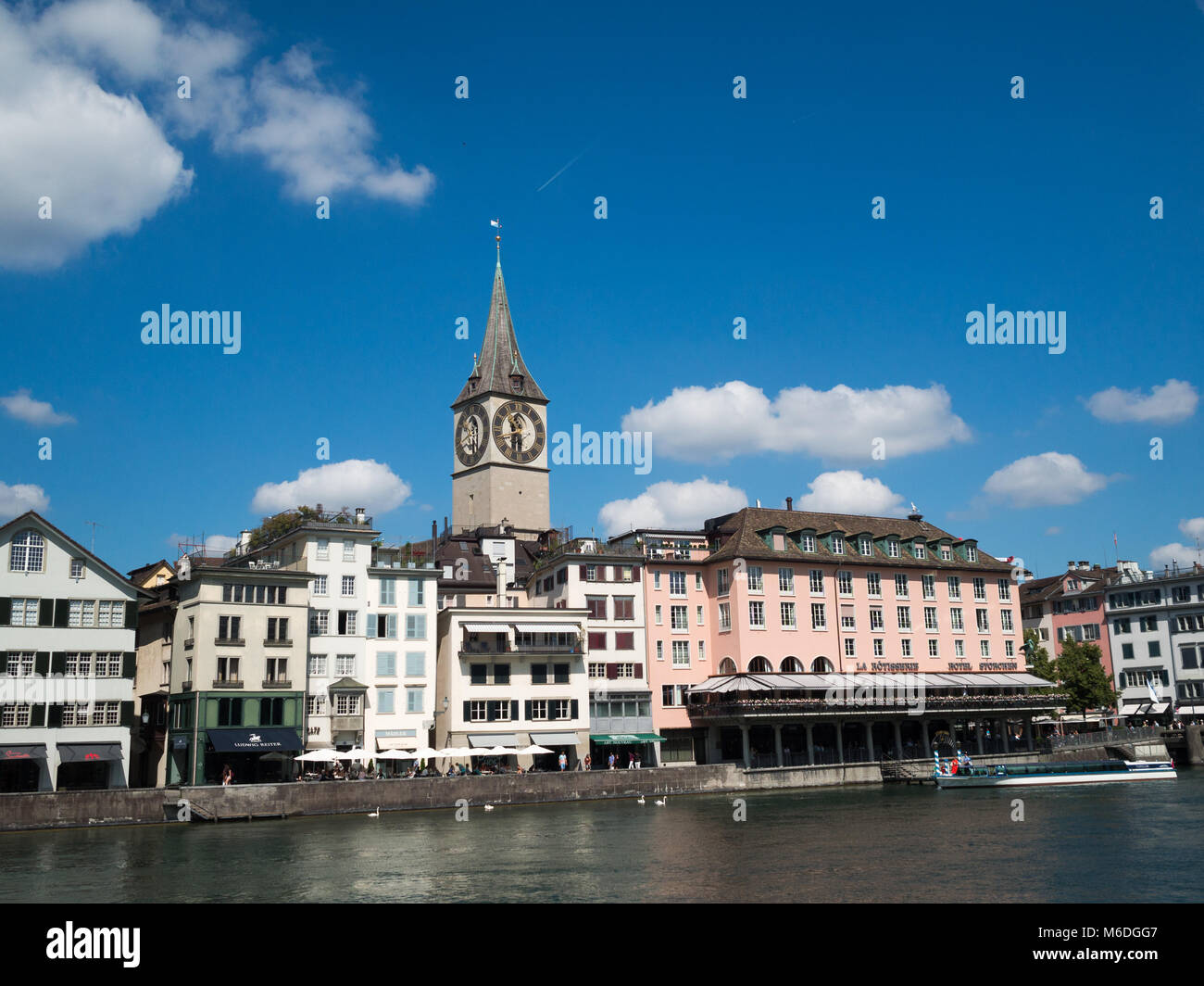 St. Peter Church tower over Zurich Stock Photo