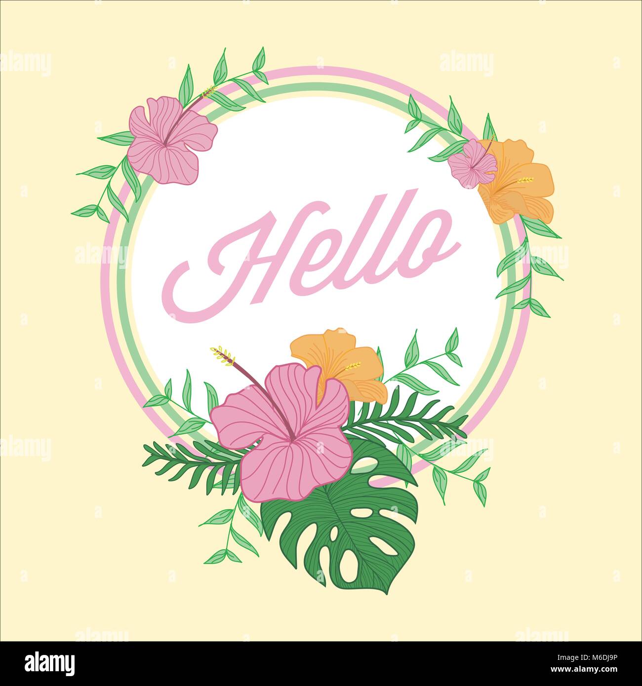 Hello Tropical Flower Greeting Floral Nature Vector Graphic Design Stock  Vector Image & Art - Alamy
