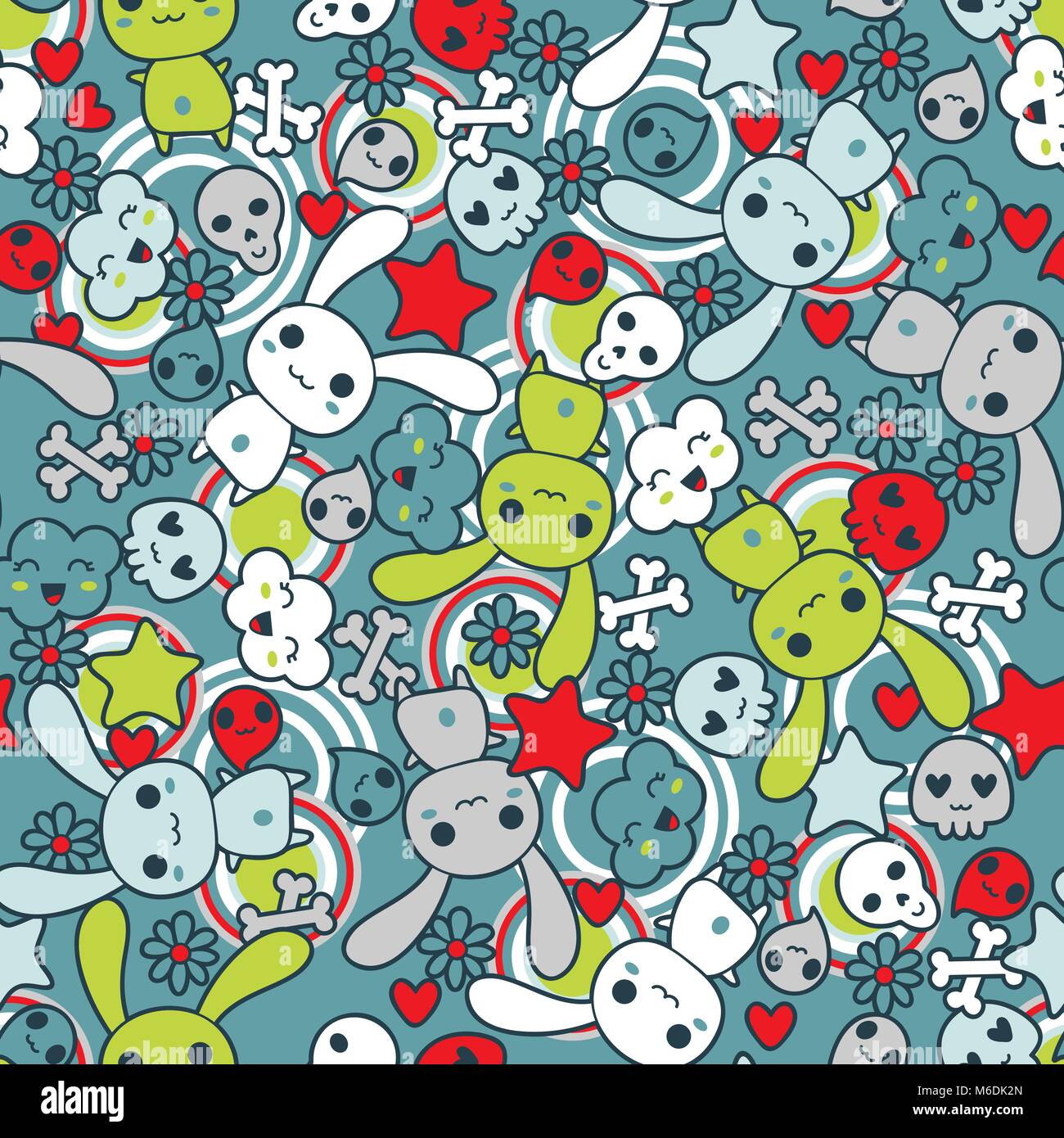 Seamless pattern with doodle. Vector kawaii illustration Stock Vector ...