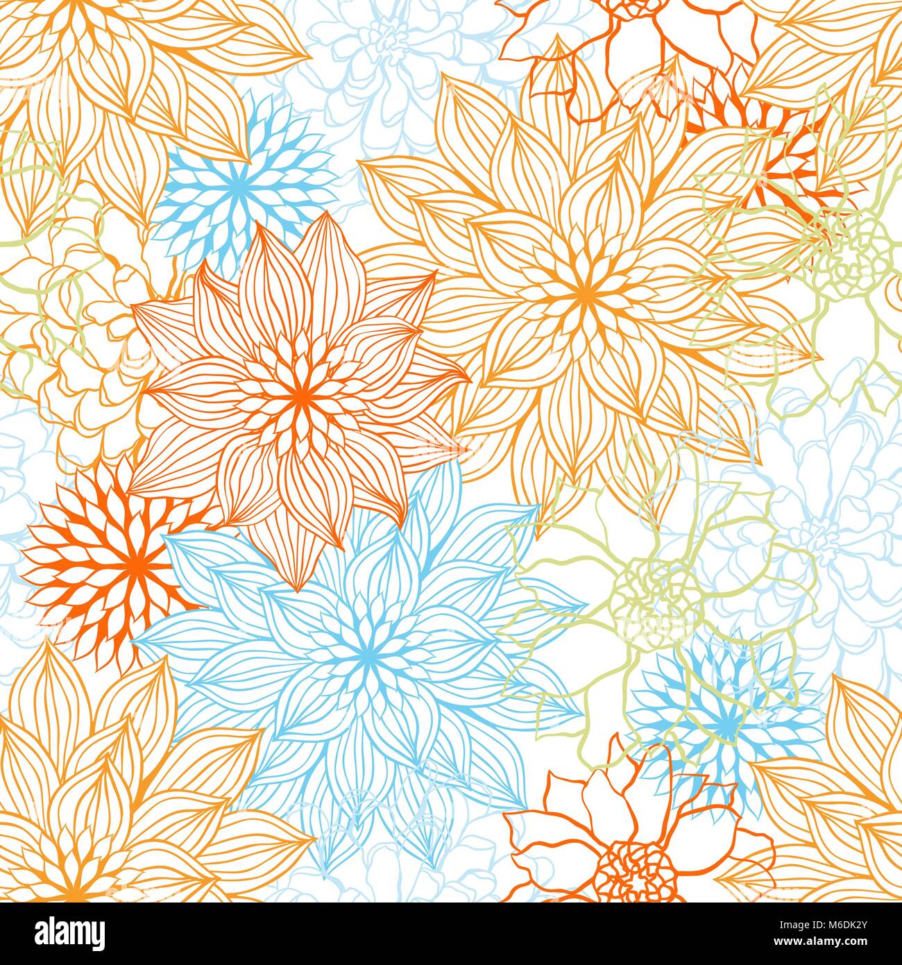 Vector background with hand drawn flowers. (Seamless Pattern Stock ...