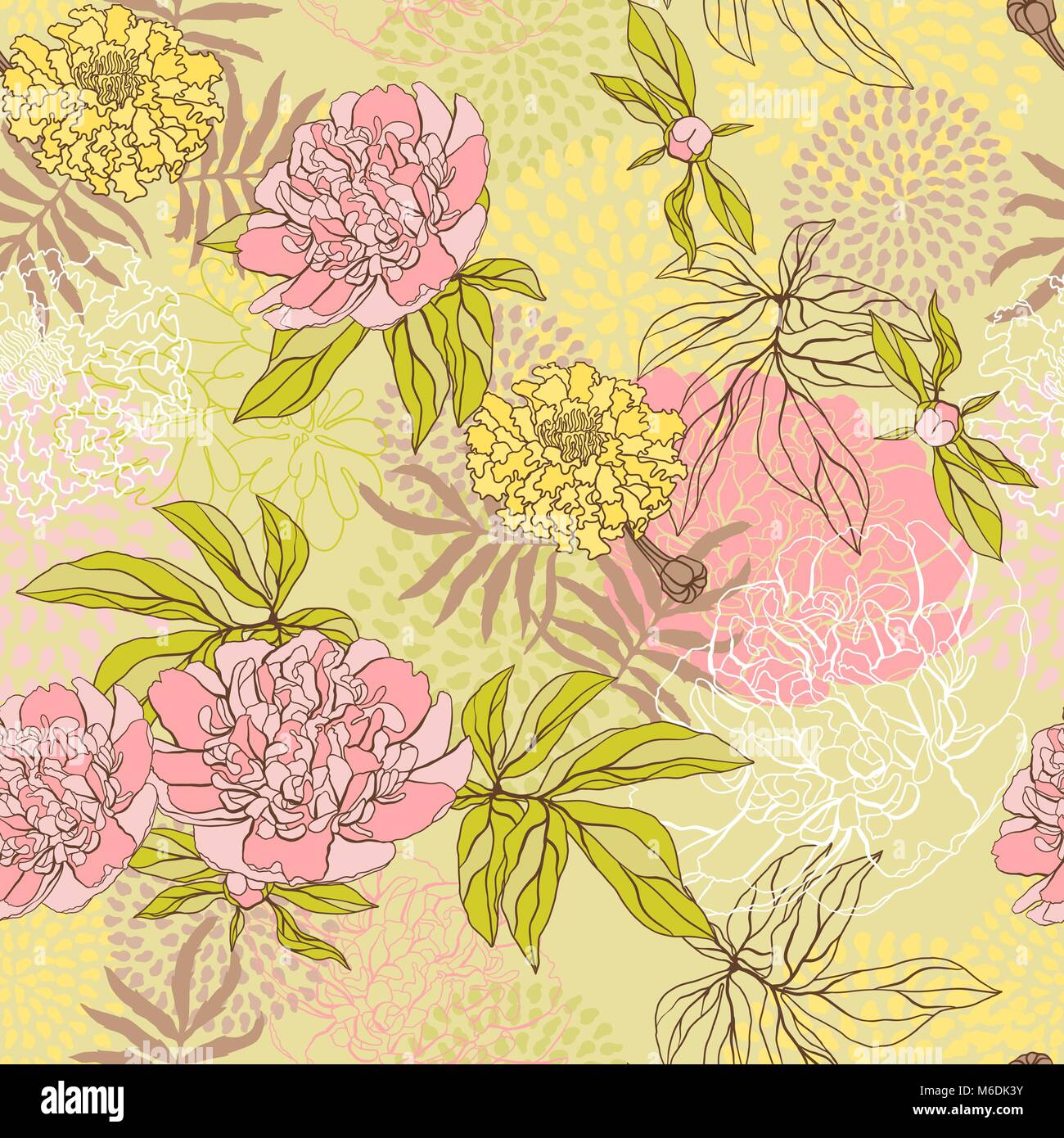 Vector seamless pattern with flowers Stock Vector Image & Art - Alamy