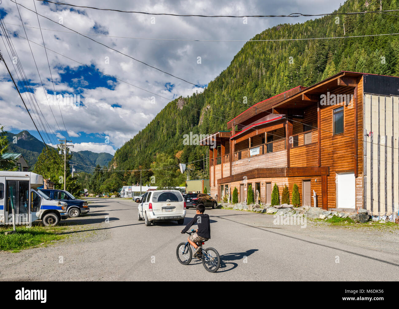 Buildings at Maquinna Avenue in village of Zeballos, North Vancouver
