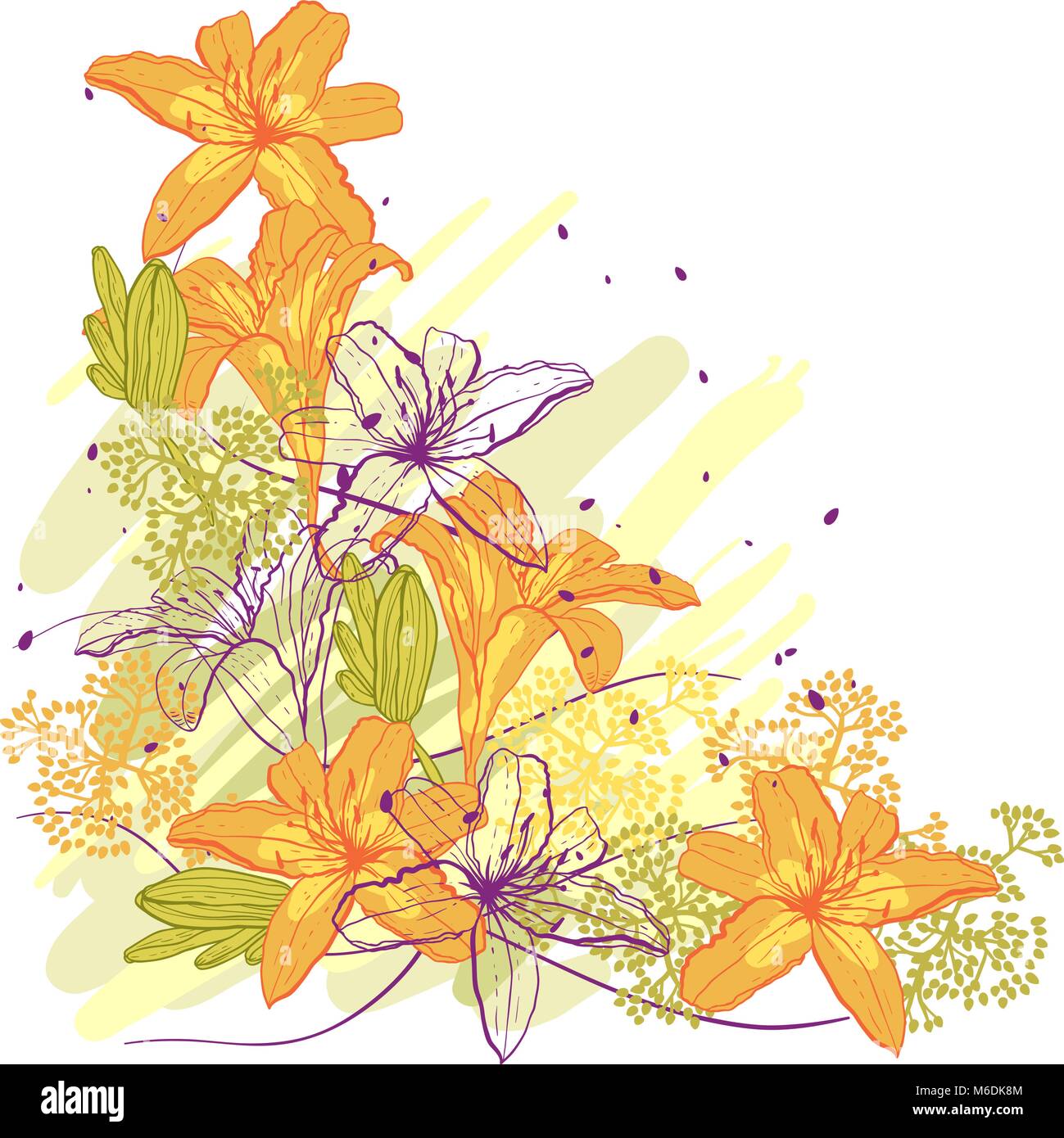 Lily flower abstract vector background. Stock Vector
