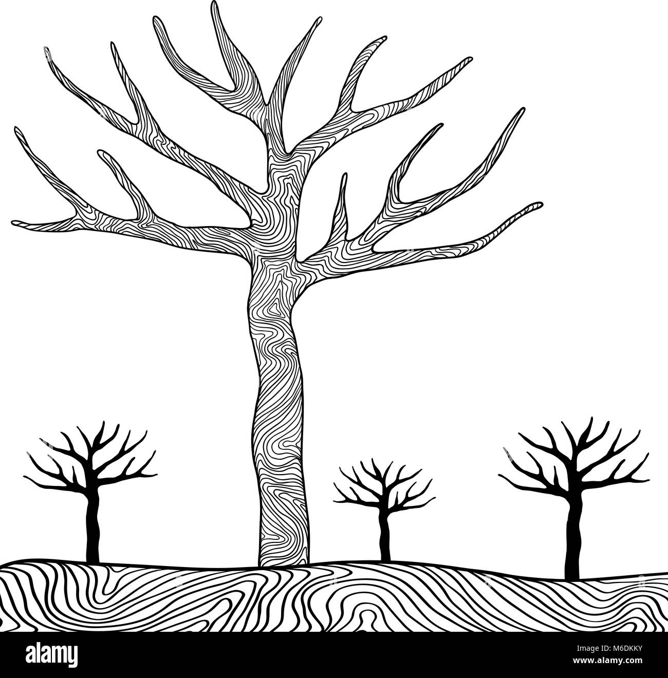 Black trees isolated on white background vector Stock Vector Image ...