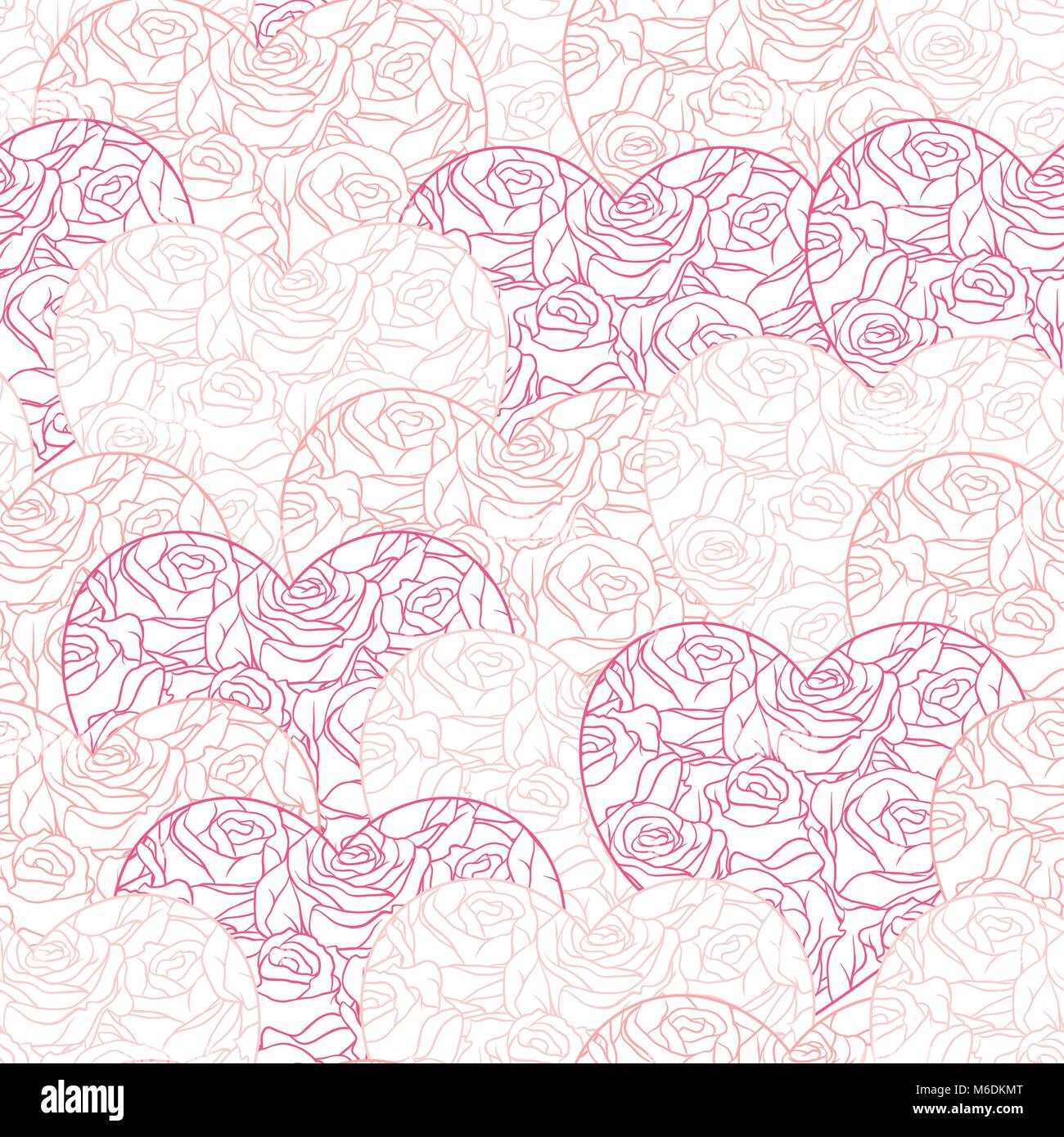 Pink hearts background on white. Seamless pattern Stock Vector