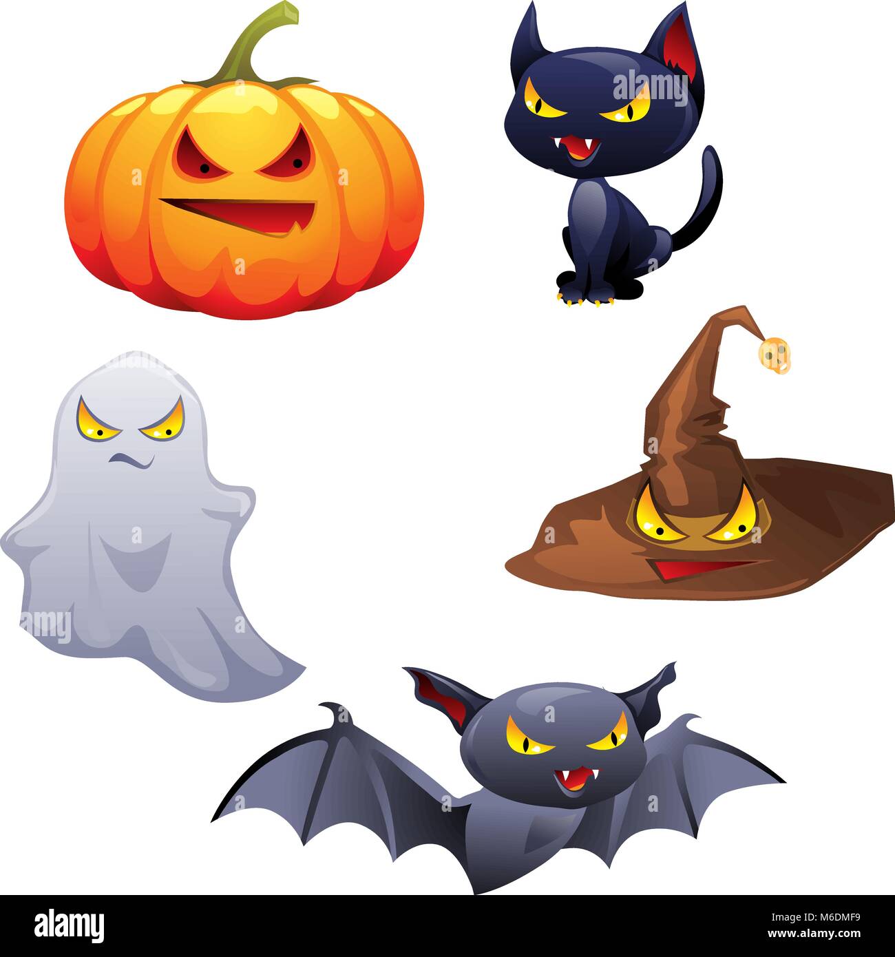 Vector collection of Halloweenrelated objects and creatures Stock
