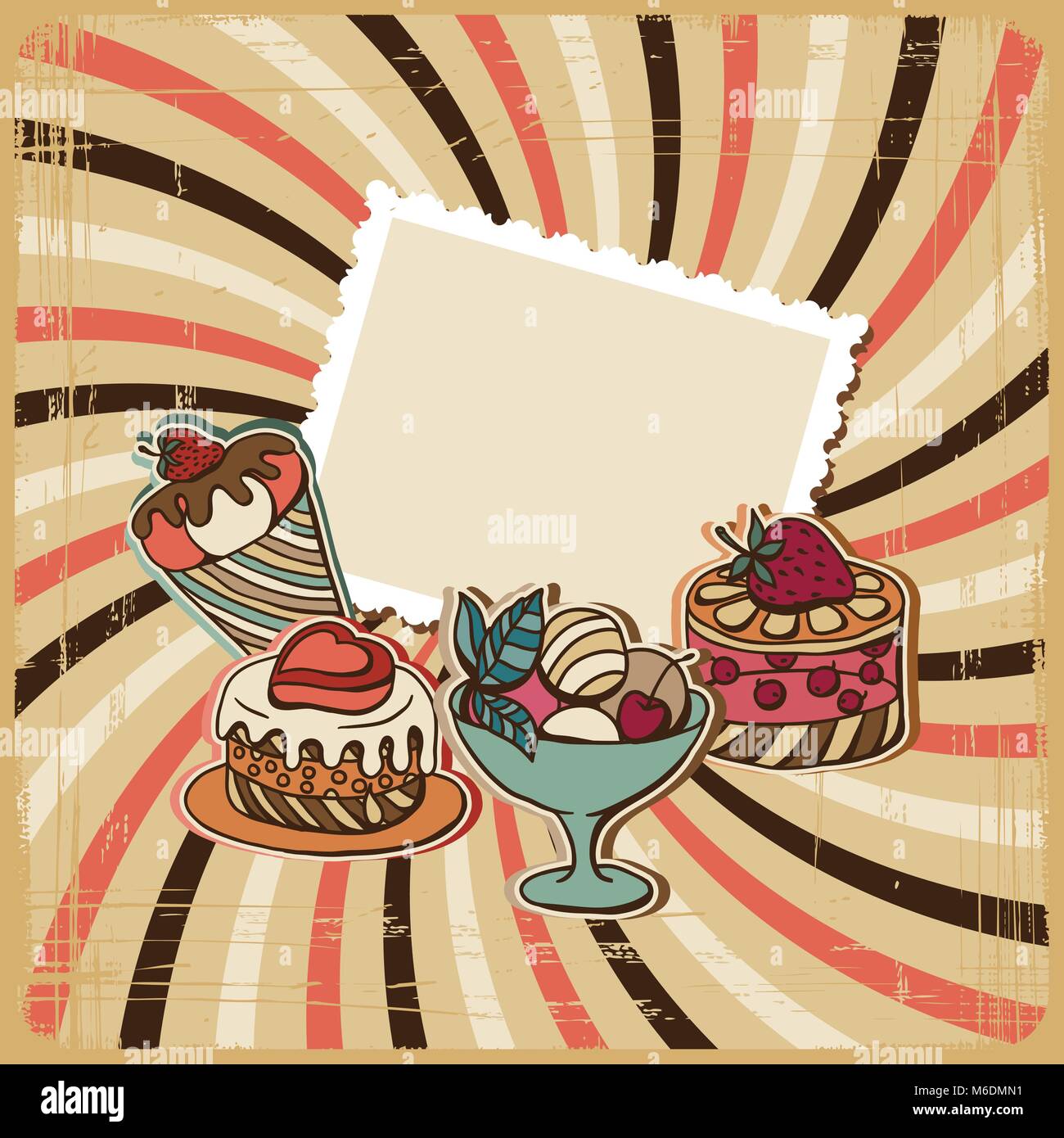 Vector background with cake in retro style Stock Vector Image & Art - Alamy