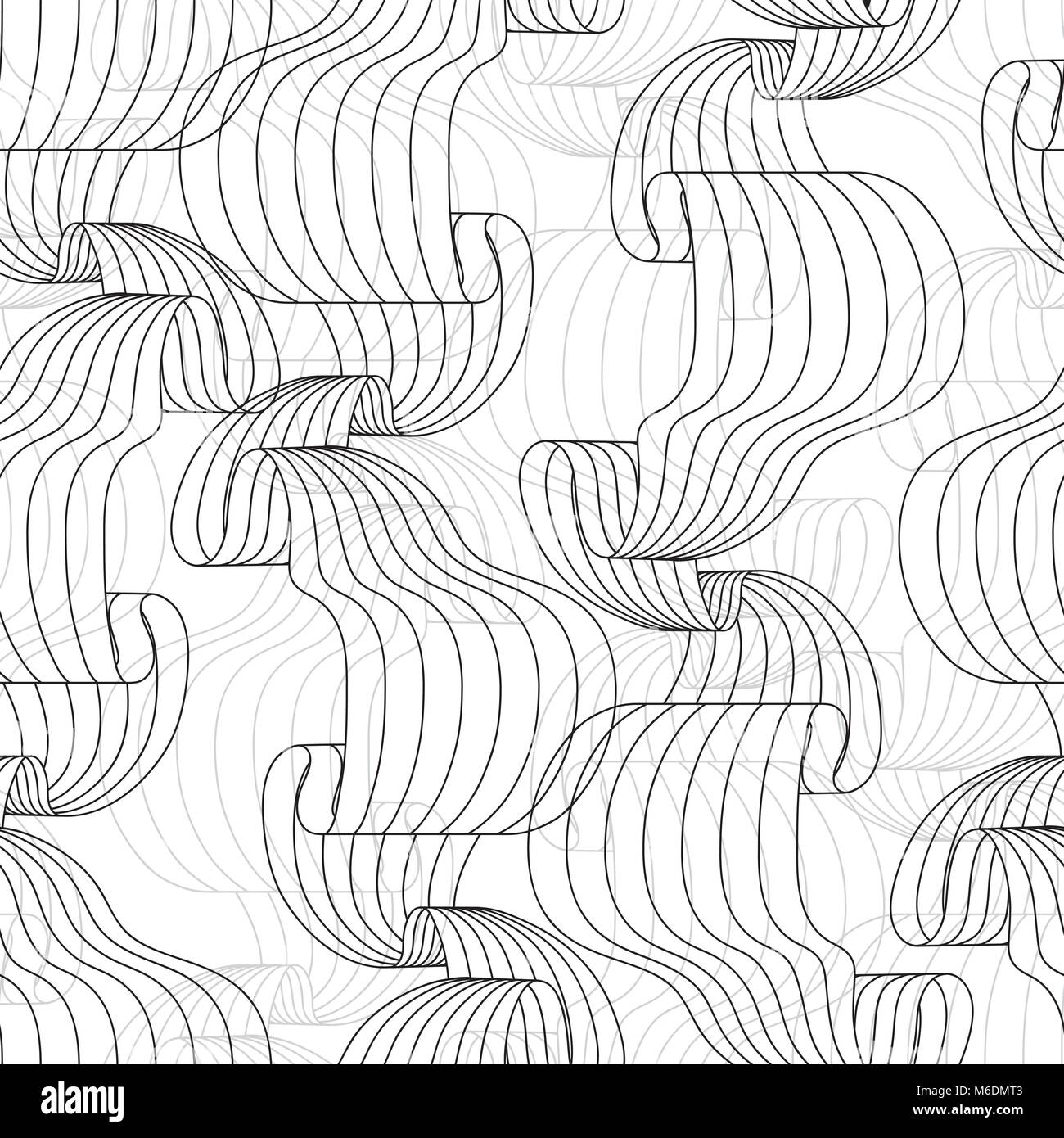 Seamless abstract hand drawn pattern, waves background Stock Vector ...