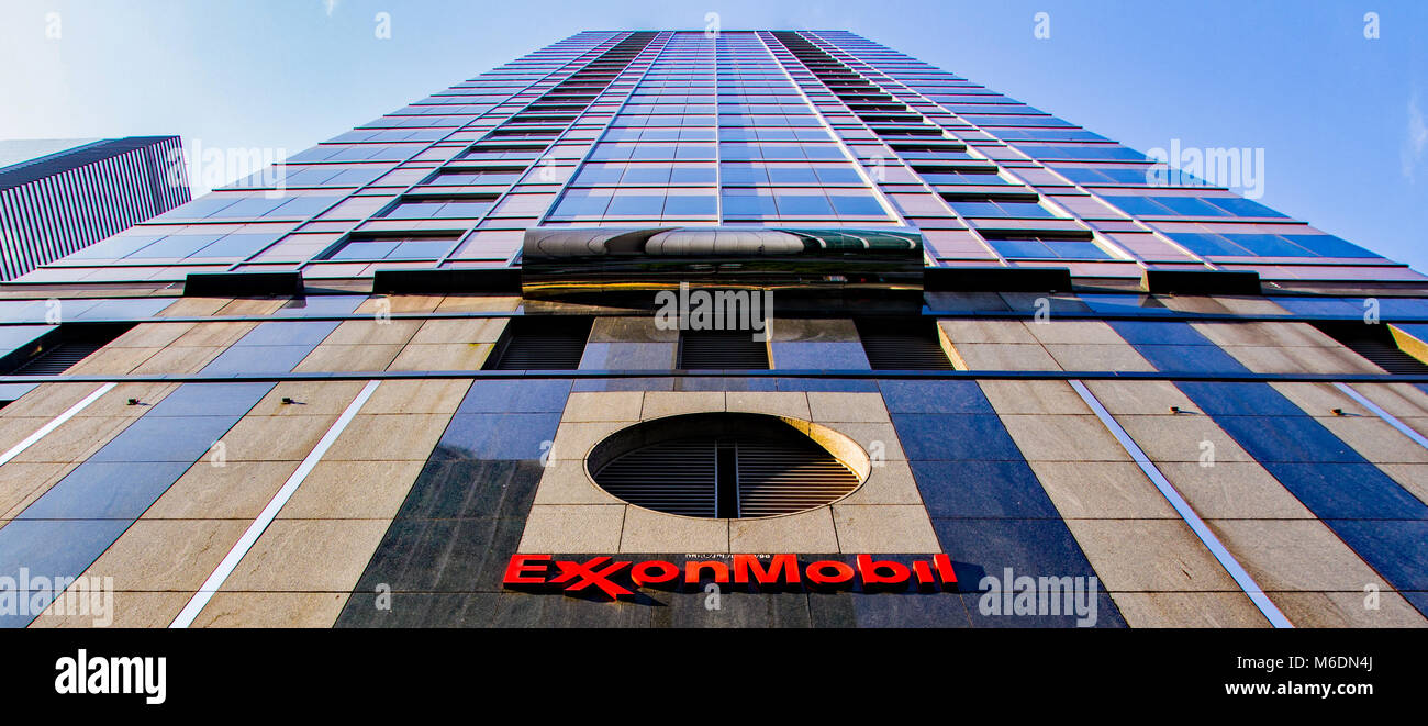 ExxonMobil corporate sign outside of their headquarters in the Asia-Pacific, Kuala Lumpur, Malaysia, circa November, 2017 Stock Photo