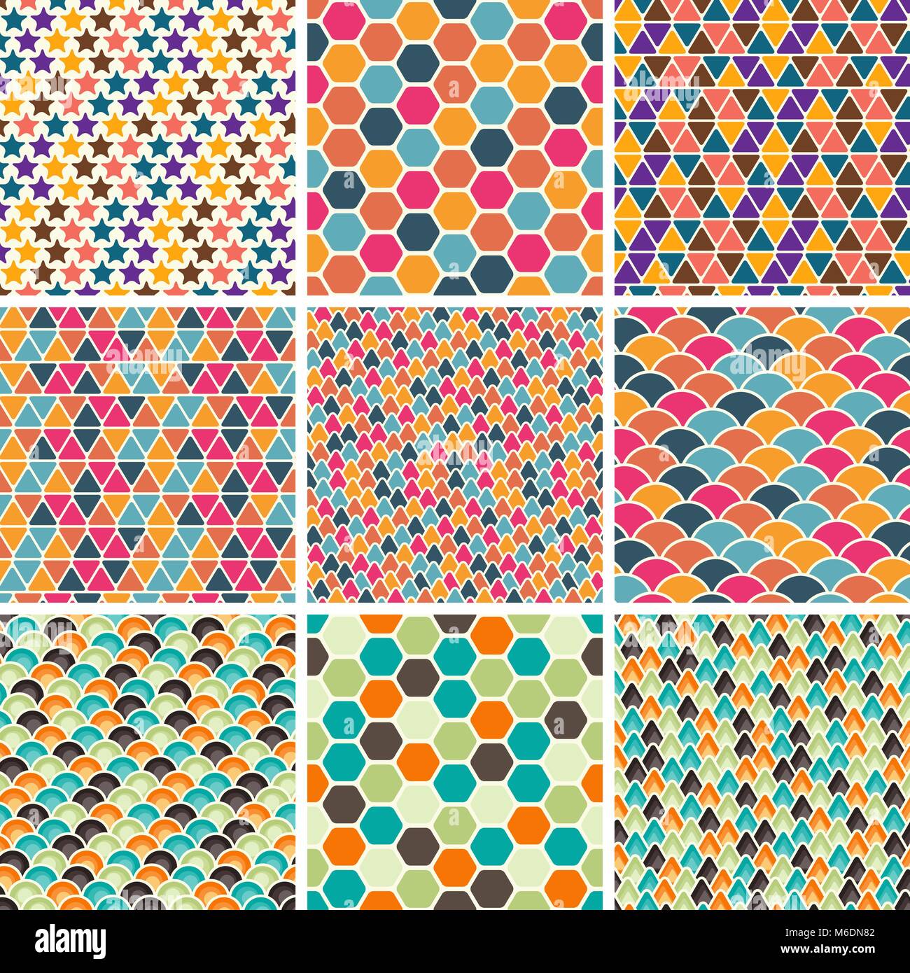 Set of seamless retro geometric pattern. EPS8 vector texture Stock ...