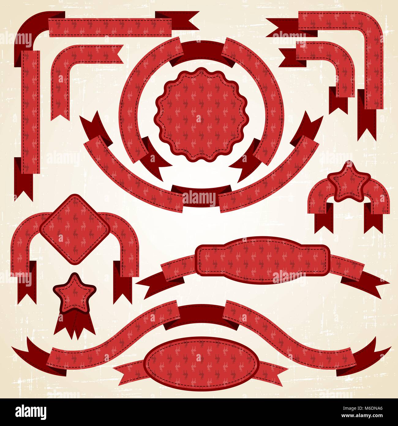 Set of retro ribbons and labels. Christmas pattern Stock Vector Image ...