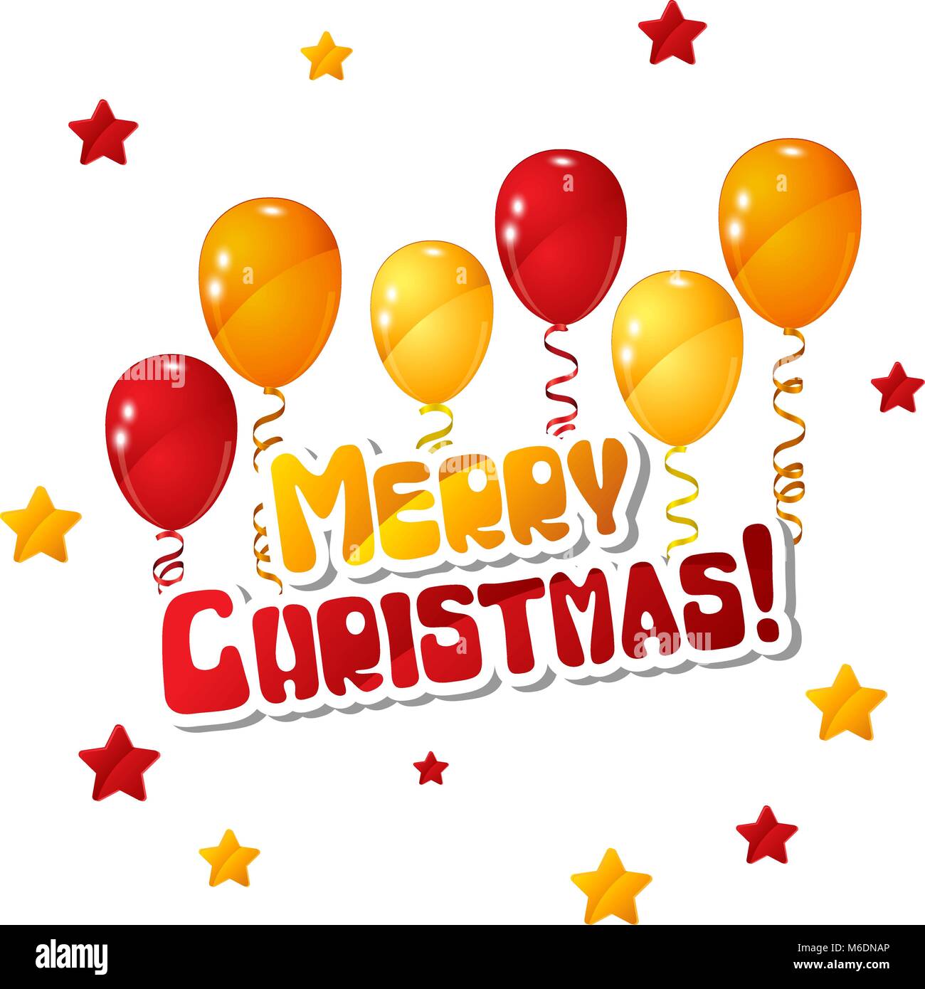 Vector Christmas background with balloons and stars Stock Vector Image