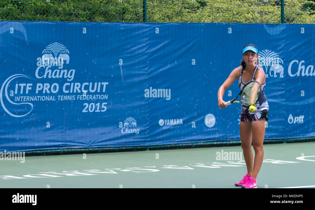 BANGKOK MAY 27 : Yukon Zhang of China action in Chang ITF Pro Circuit