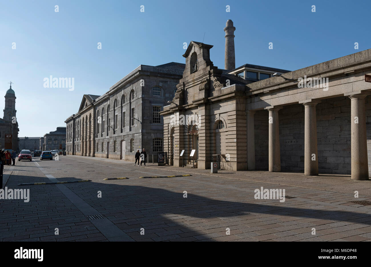 Plymouth Devon England UK Historic buildings line a paved road at Royal