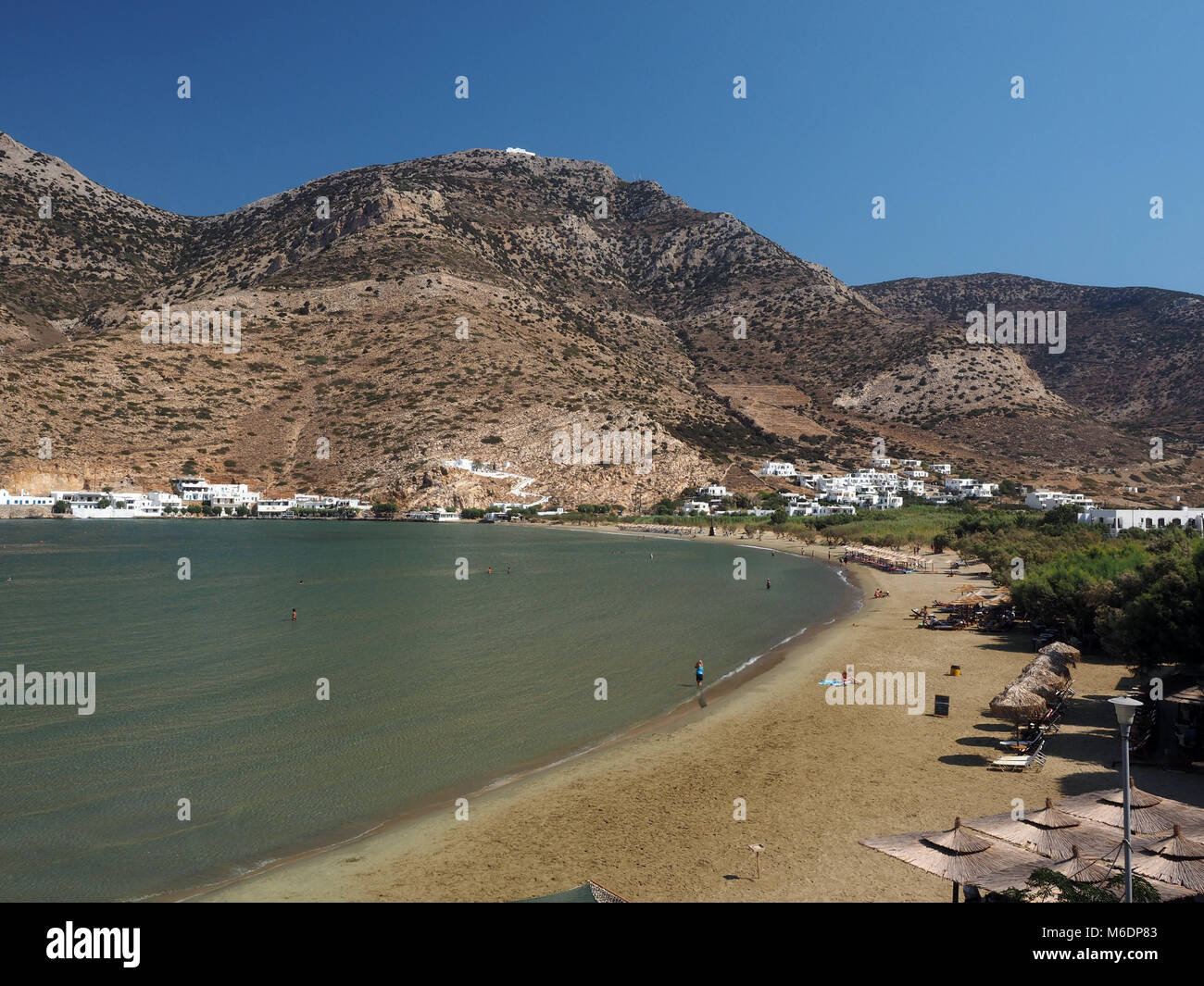 Kamares beach in port town on Sifnos Island Greece Cyclades Stock Photo