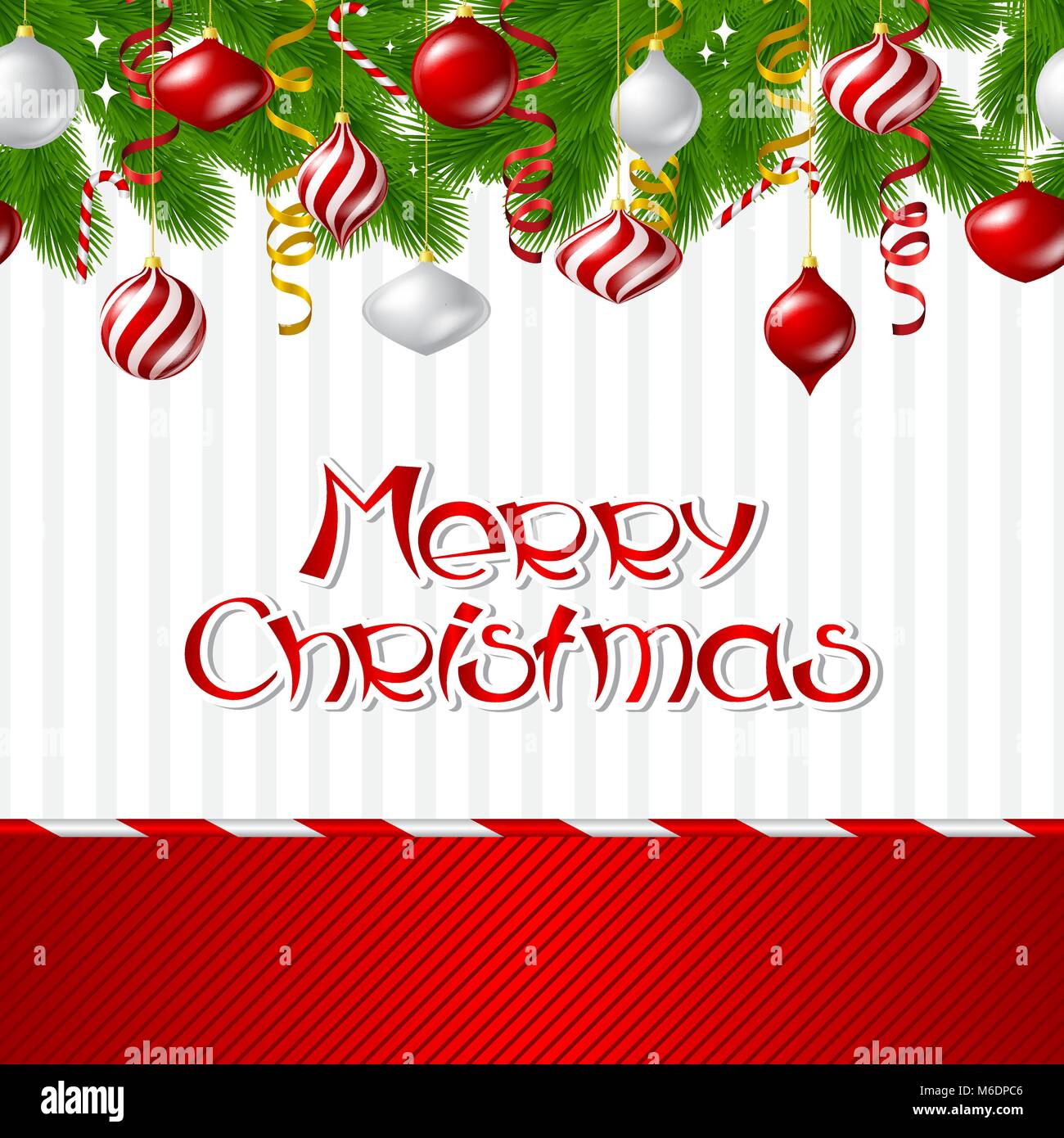 Merry Christmas vector background with glossy balls Stock Vector Image ...