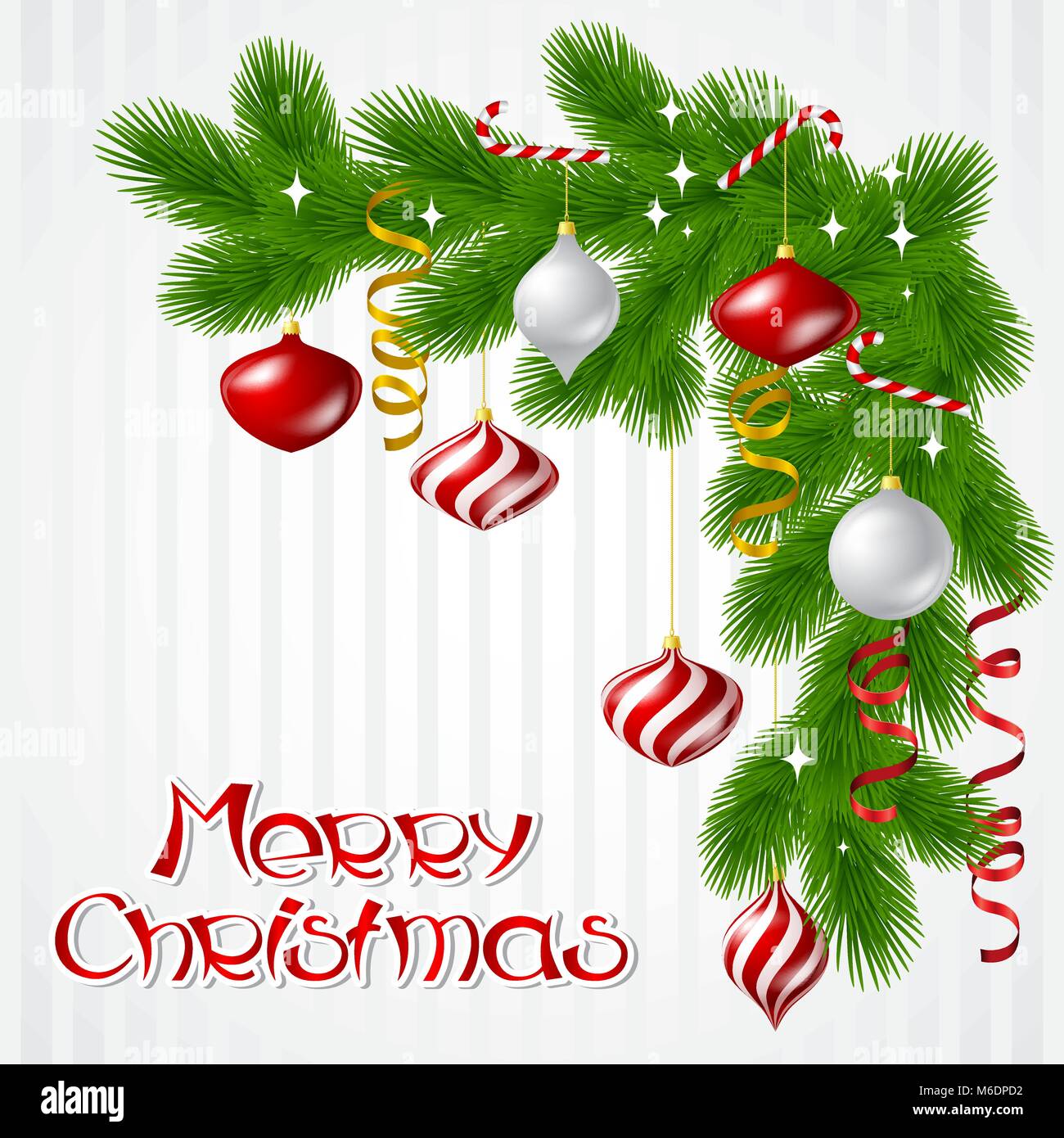 Merry Christmas vector background with glossy balls Stock Vector Image ...