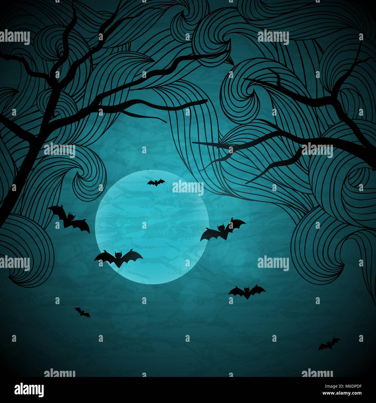 Halloween vector background with moon and bats Stock Vector Image & Art ...