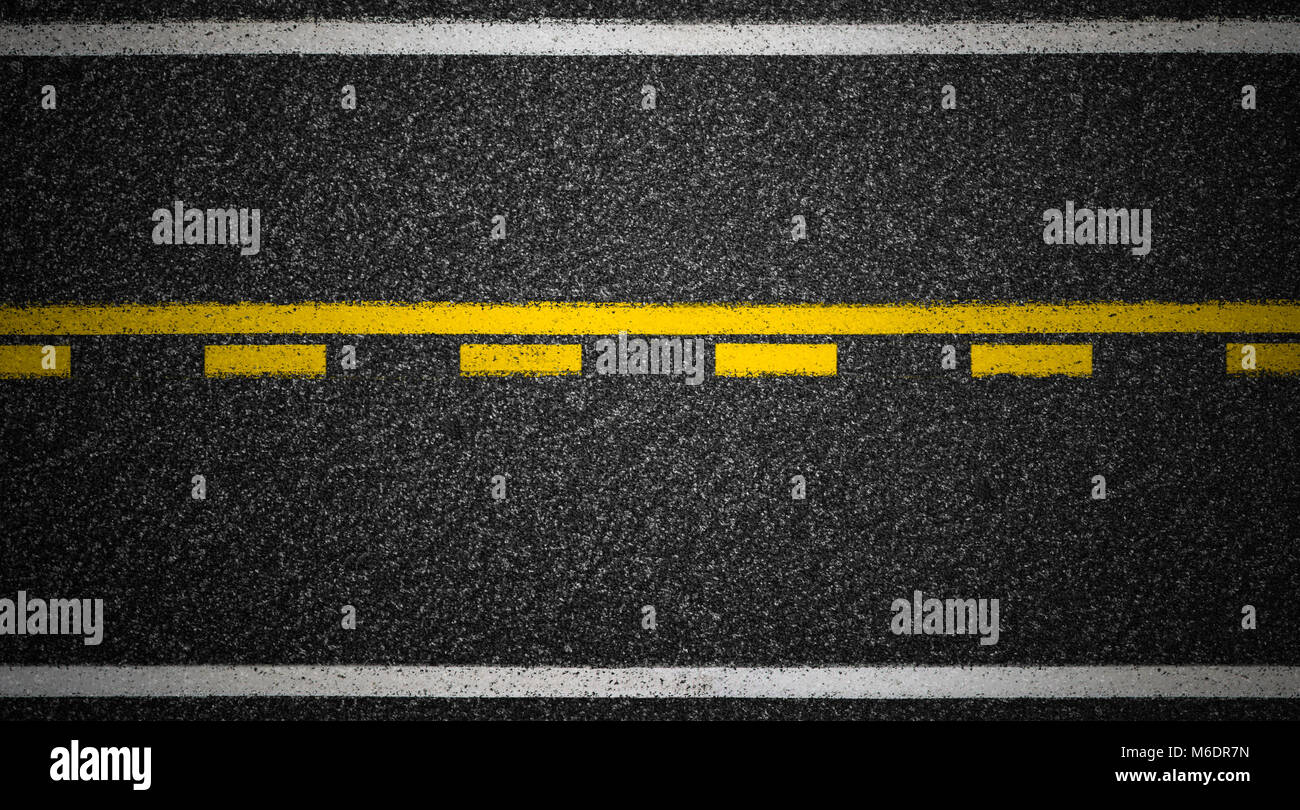 Road top view. Asphalt highway marks Stock Photo - Alamy