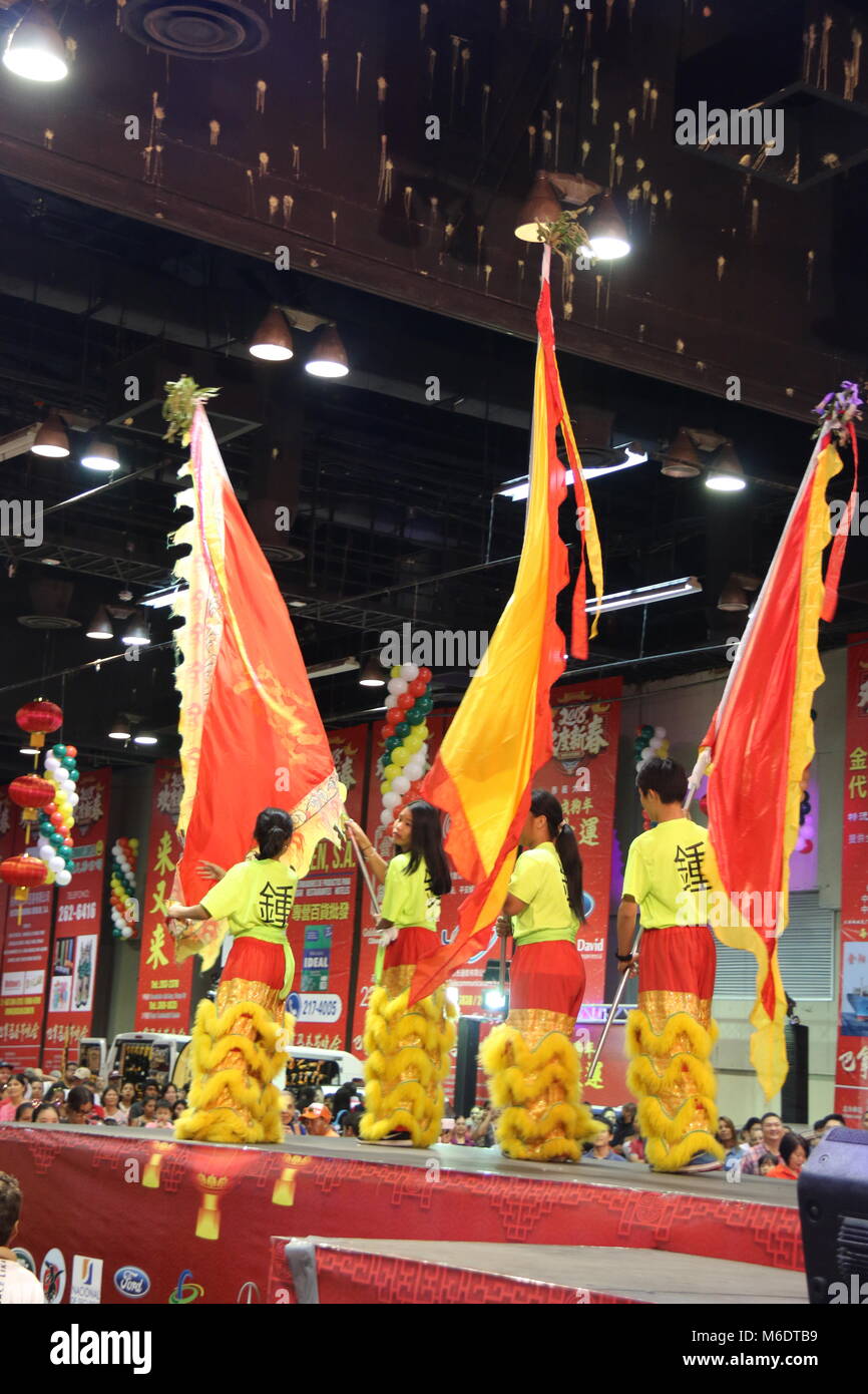 Chinese New Year Family Flags Stock Photo