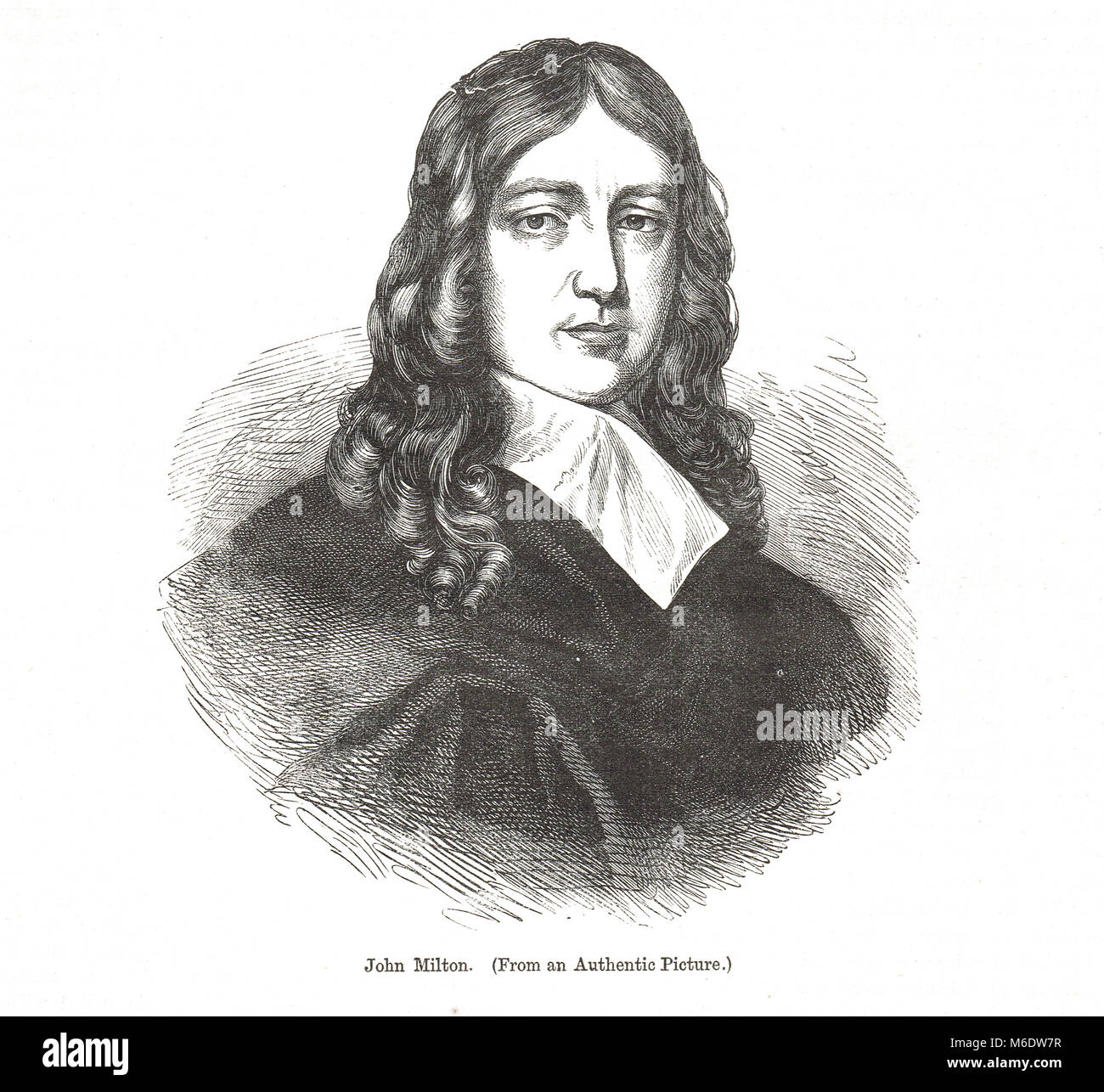 John Milton, 1608–1674, English poet, polemicist, man of letters, civil servant for the Commonwealth of Cromwell, and writer of the epic poem Paradise Lost Stock Photo