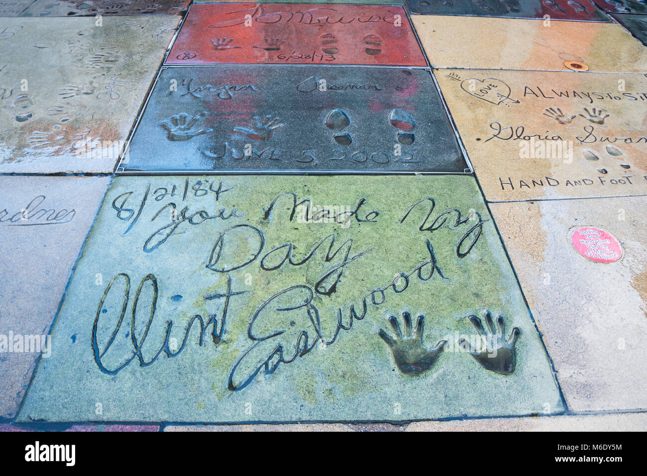 Signatures and Hand Prints of Celebrities, Hollywood Walk of Fame, L.A., California Stock Photo