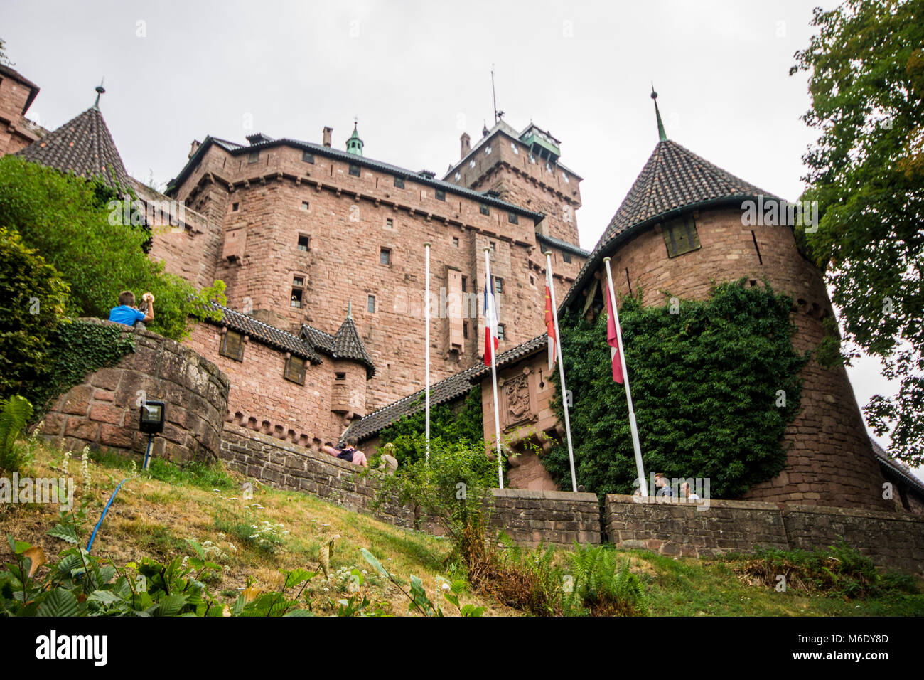 The Château du Haut-Konigsbourg, a medieval castle located Orschwiller, Bas-Rhin, Alsace, France, in the Vosges mountains just west of Sélestat Stock Photo