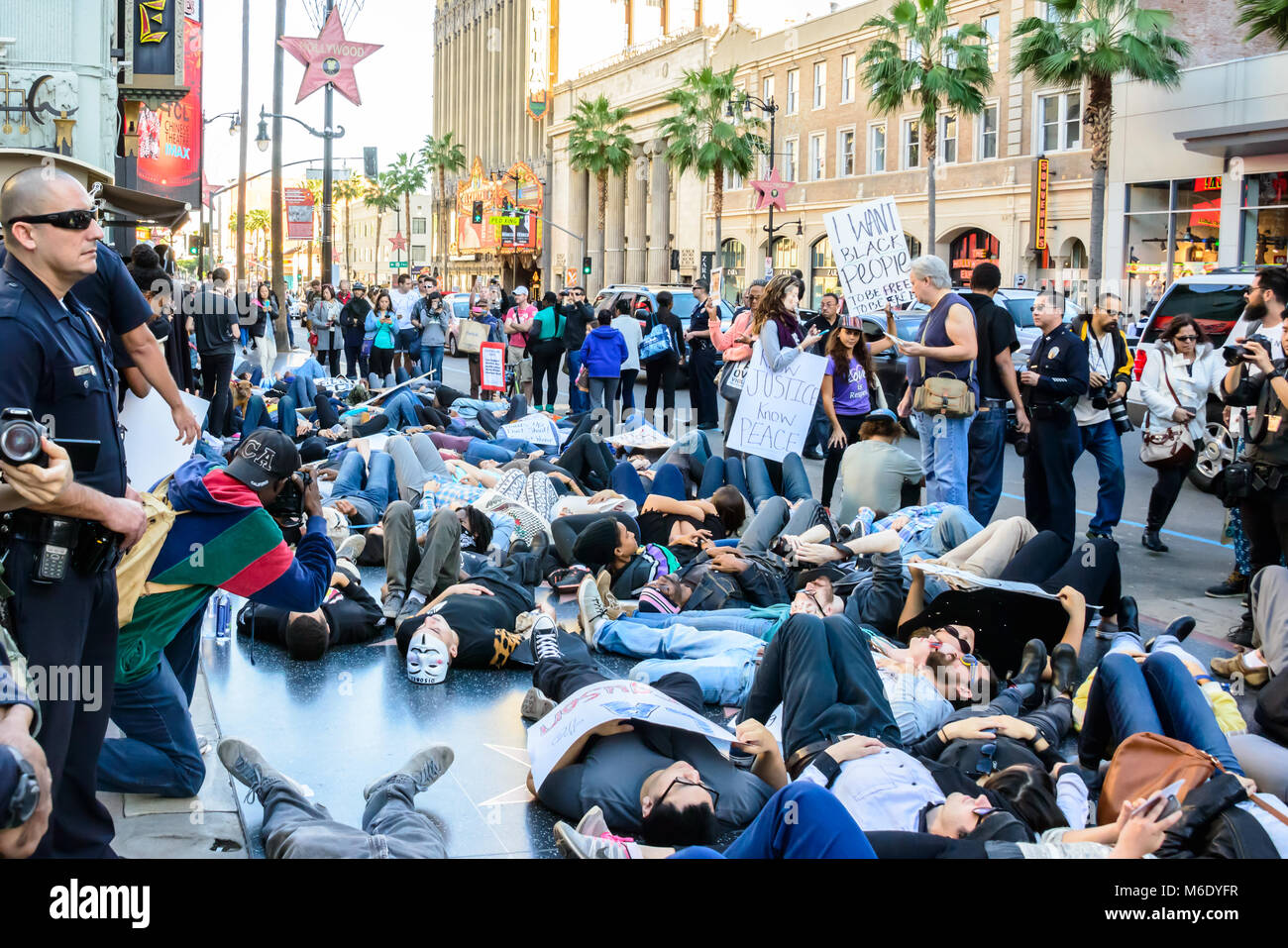 Die-in Protesters Black Lives Matter Hollywood Los Angeles California Stock Photo