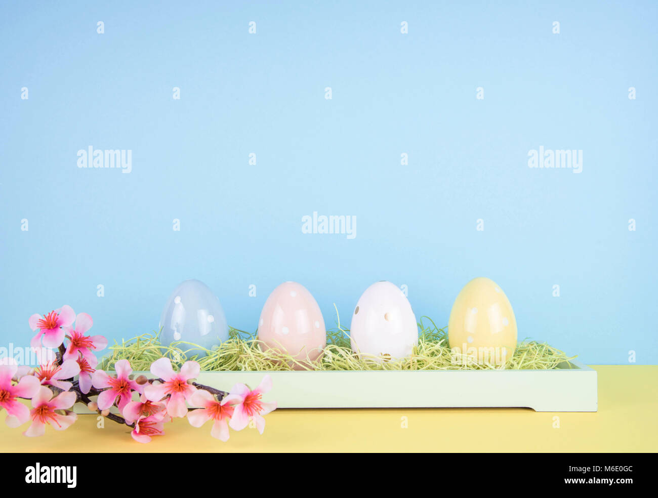 Creative easter composition with painted eggs Stock Photo - Alamy