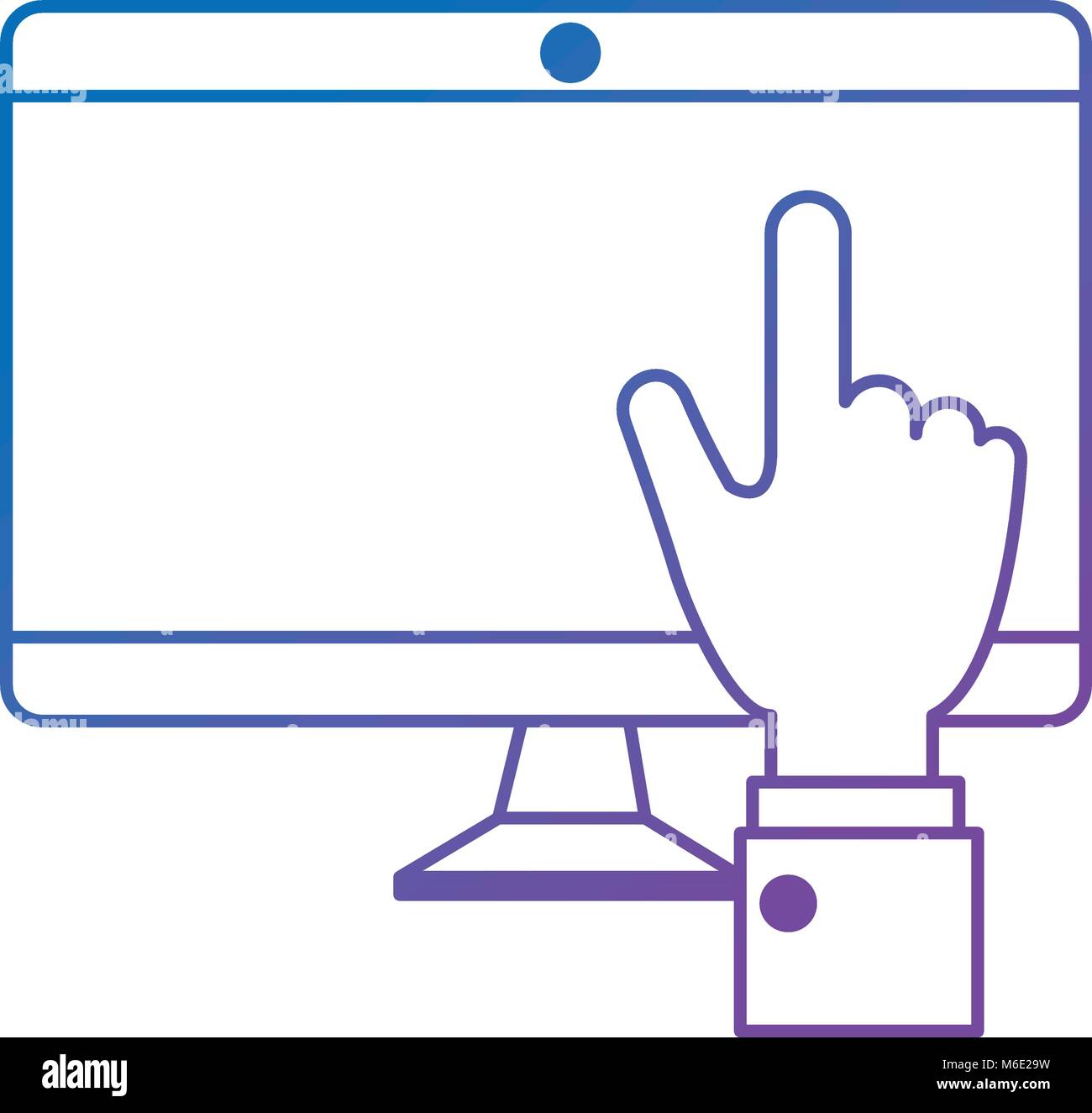 computer display with hand touching Stock Vector Image & Art - Alamy