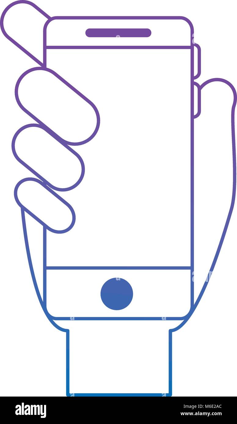 hand with smartphone device isolated icon Stock Vector Image & Art - Alamy